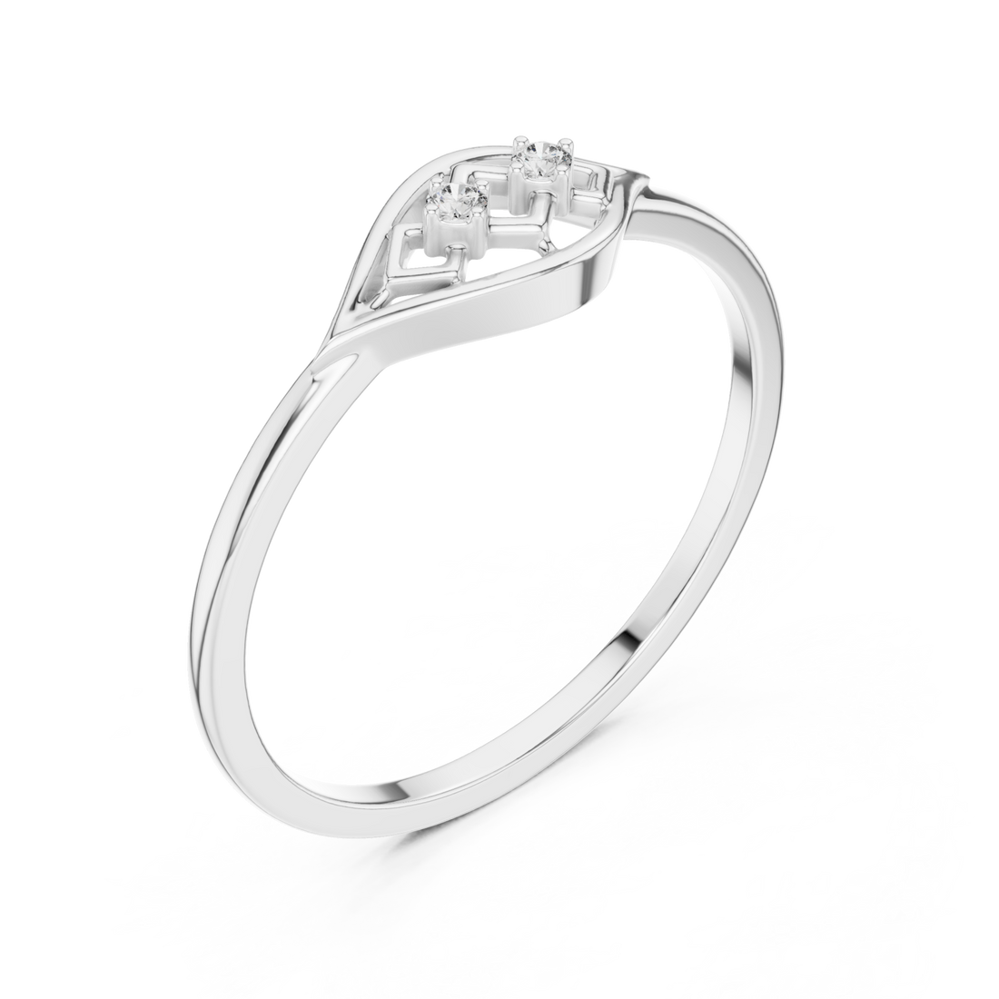  White Gold Viva Crest Ring Right View