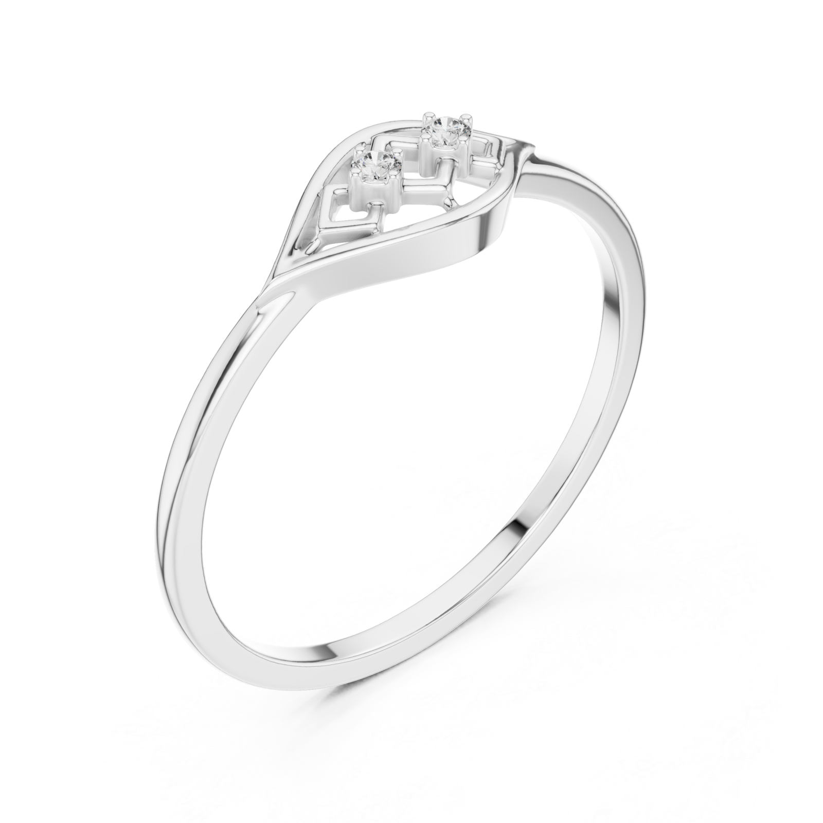  White Gold Viva Crest Ring Right View