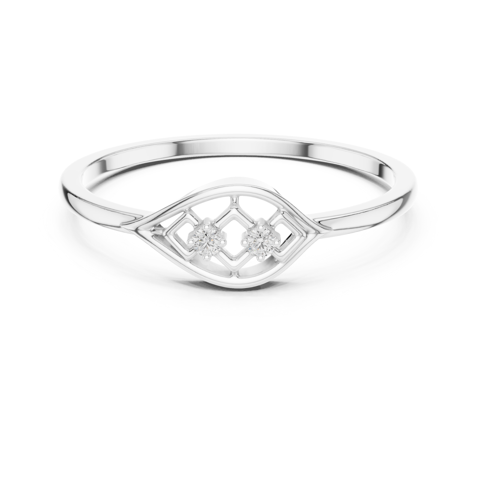  White Gold Viva Crest Ring Front View