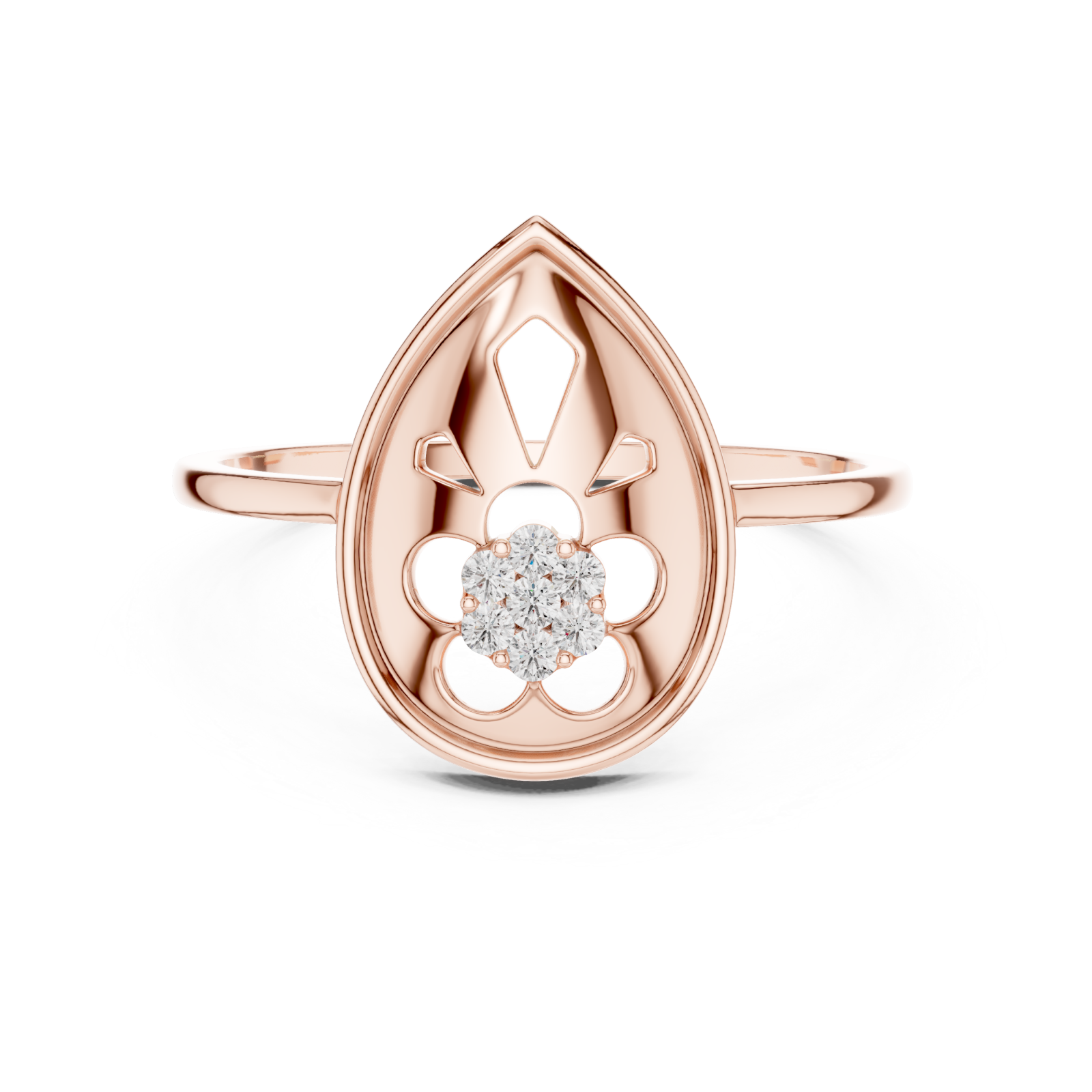  Rose Gold Viva Petal Ring Front View