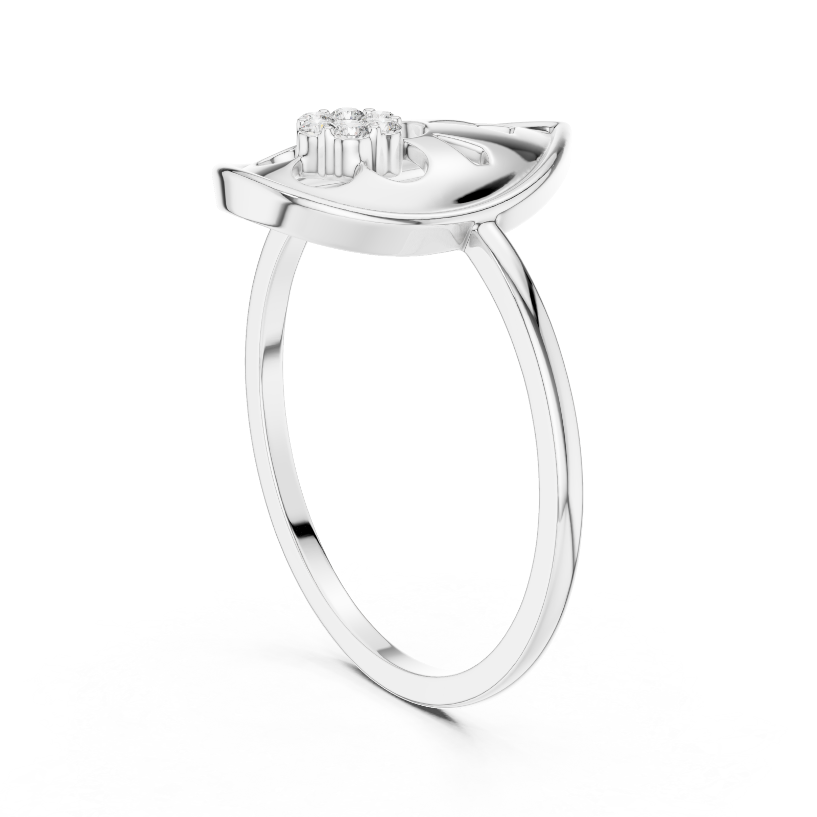  White Gold Viva Petal Ring Left View