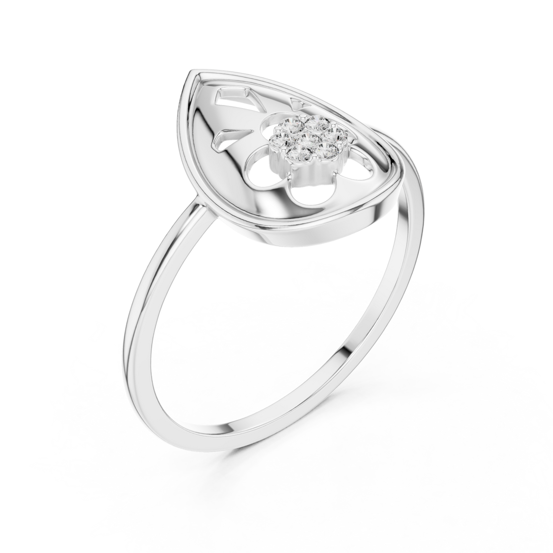  White Gold Viva Petal Ring Right View