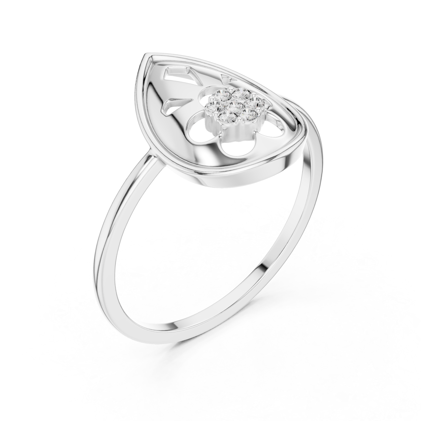  White Gold Viva Petal Ring Right View
