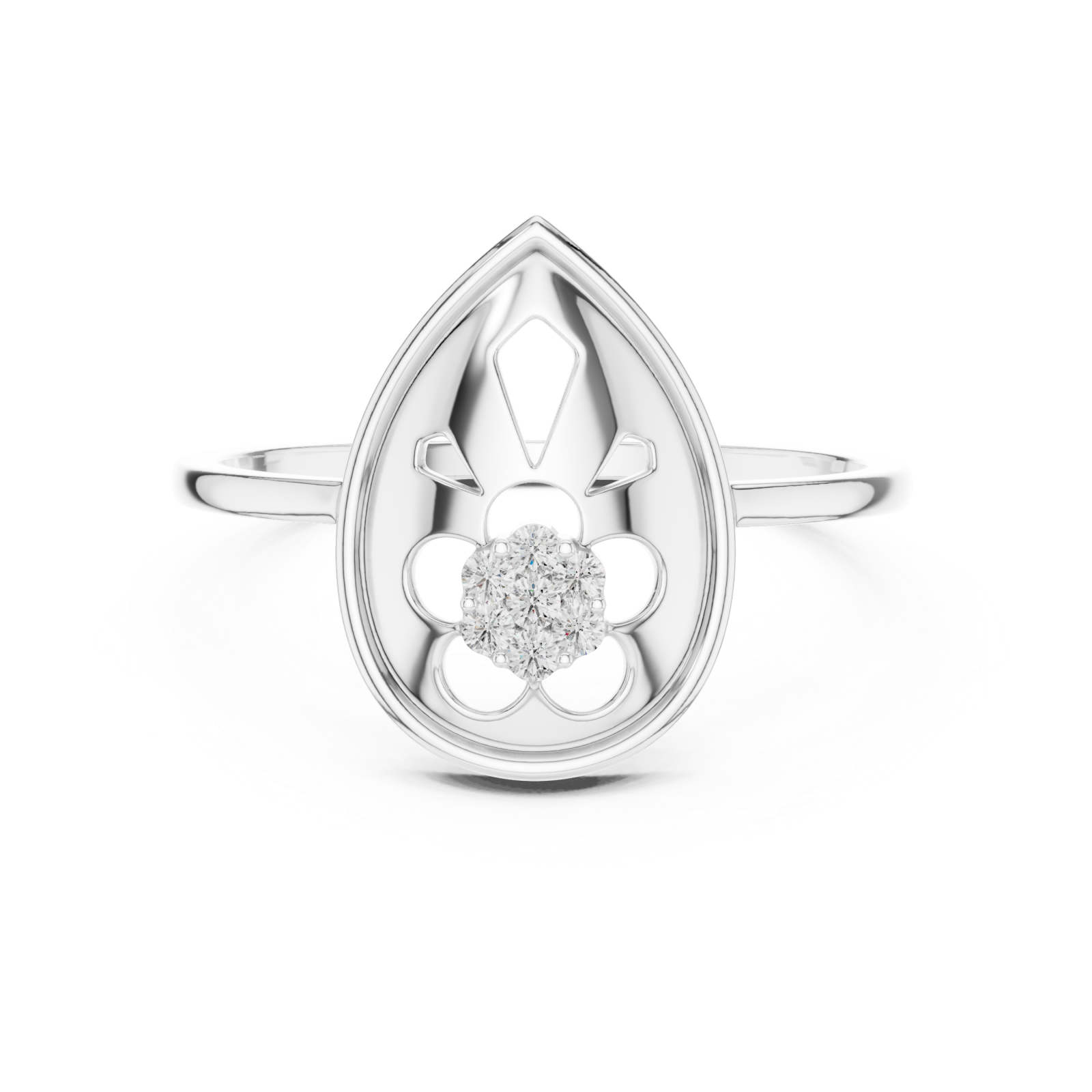  White Gold Viva Petal Ring Front View
