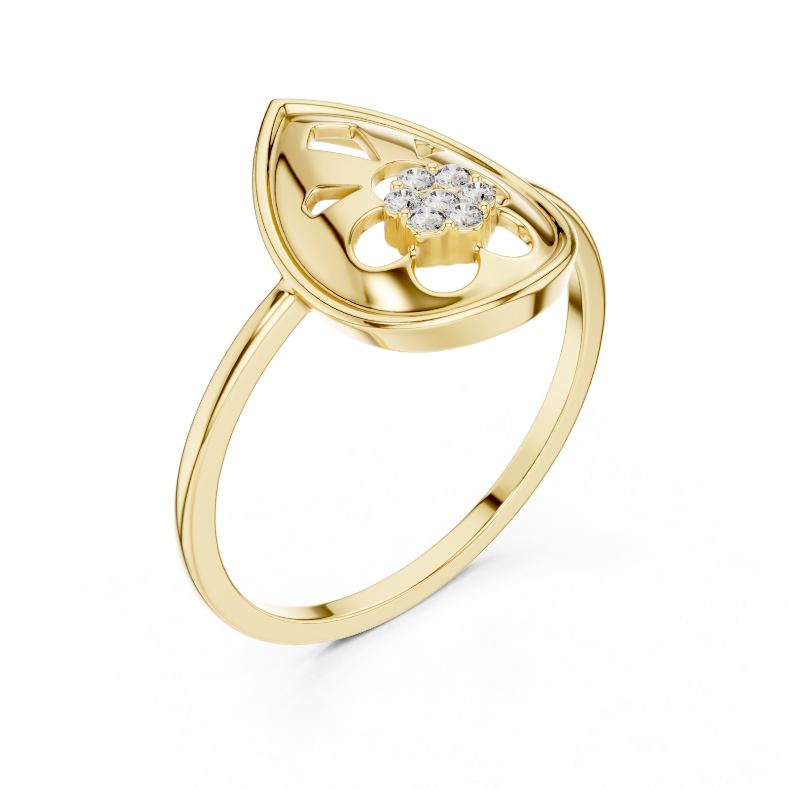 Gold Viva Petal Ring Right View
