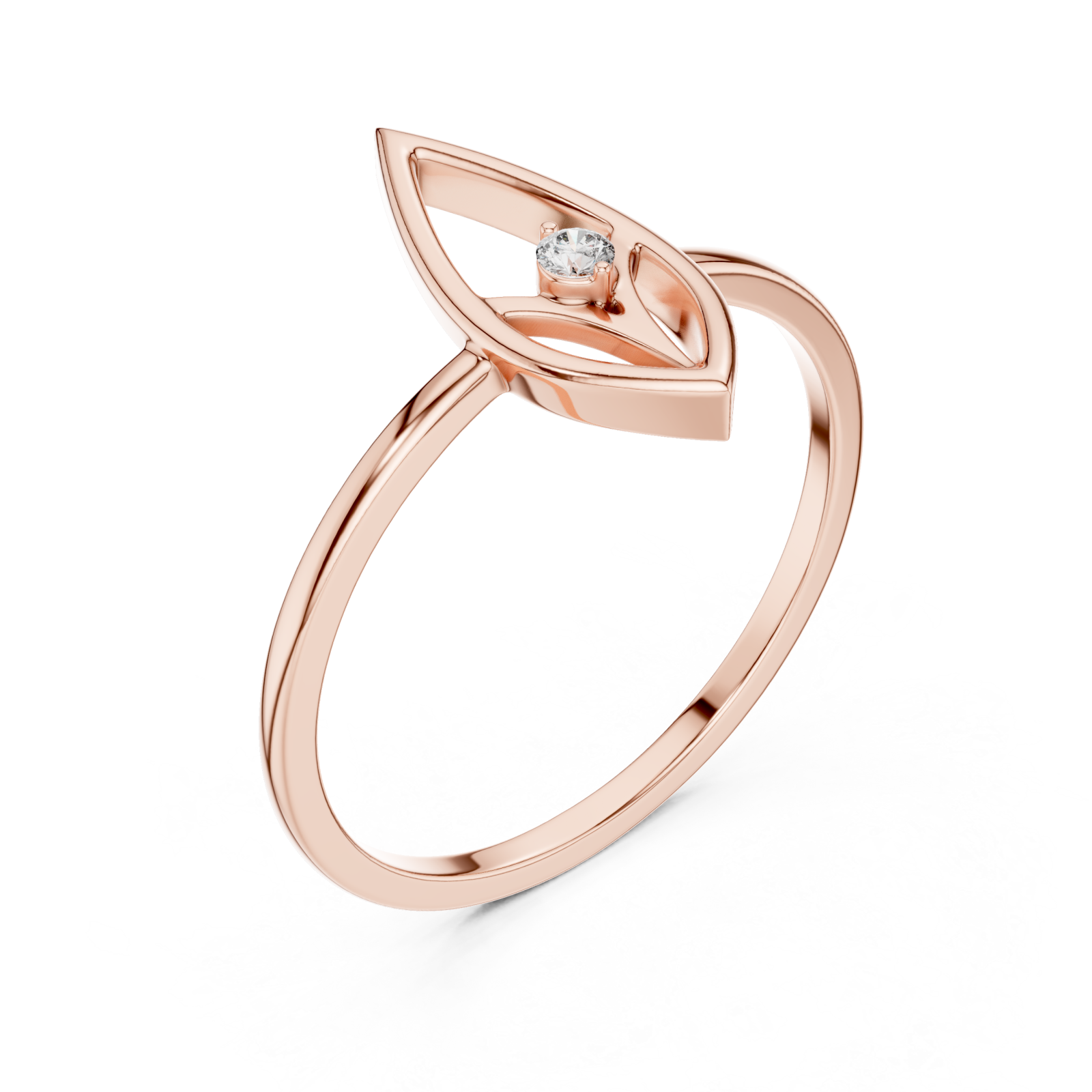  Rose Gold Muse Leaf Ring Right View