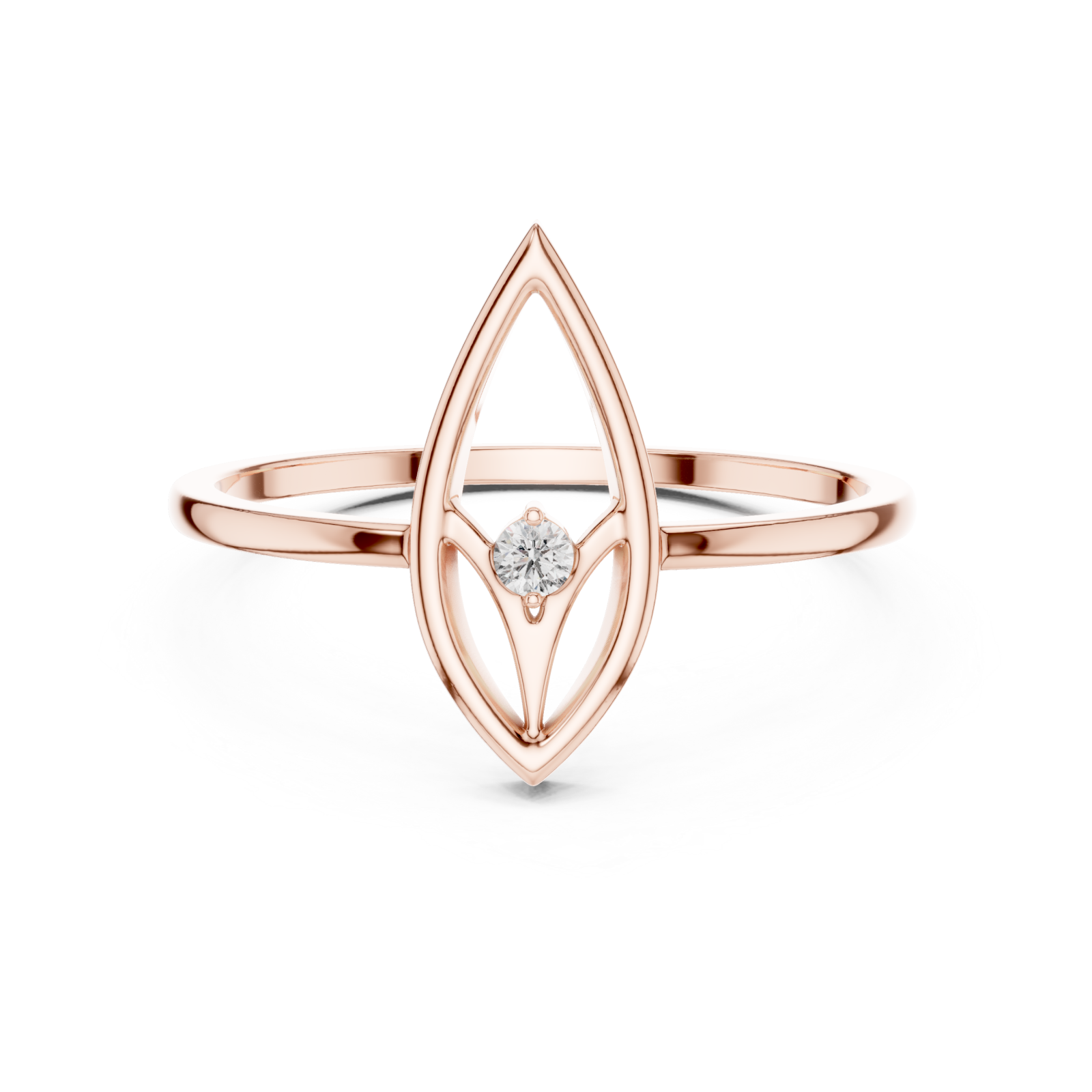  Rose Gold Muse Leaf Ring Front View