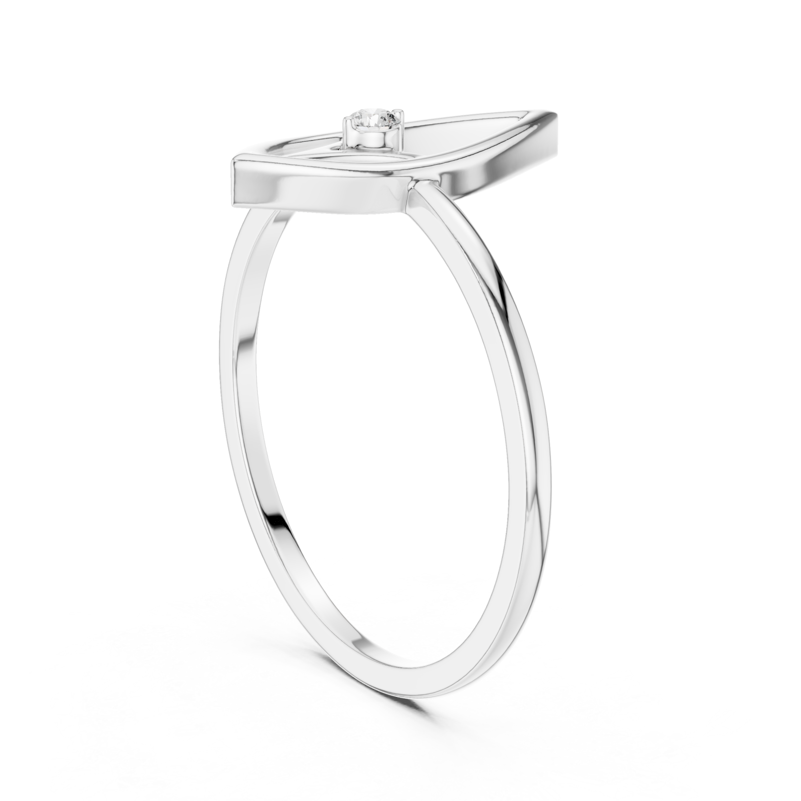  White Gold Muse Leaf Ring Left View