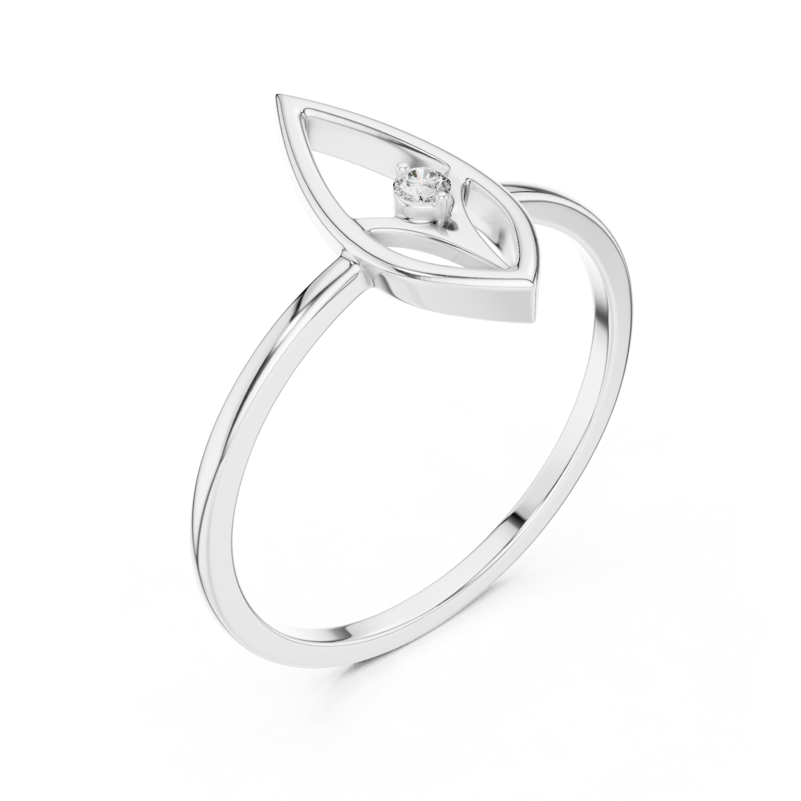  White Gold Muse Leaf Ring Right View