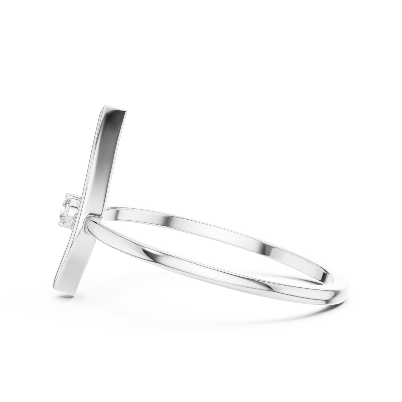  White Gold Muse Leaf Ring Side View