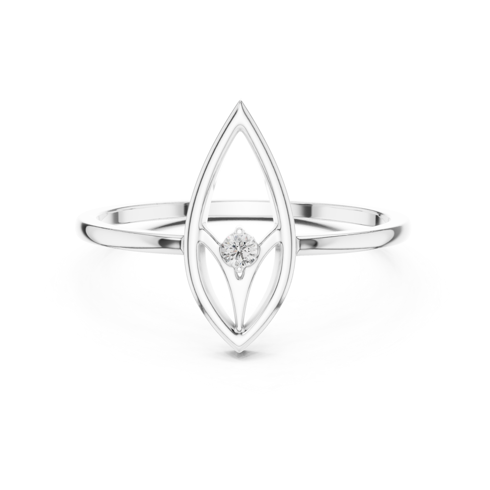  White Gold Muse Leaf Ring Front View