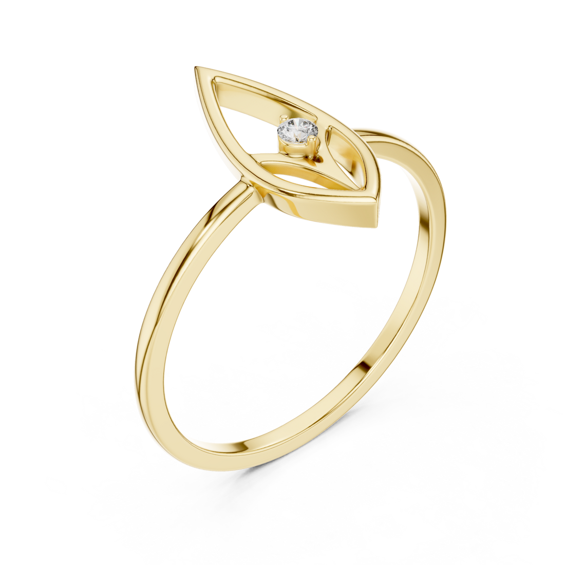 Gold Muse Leaf Ring Right View