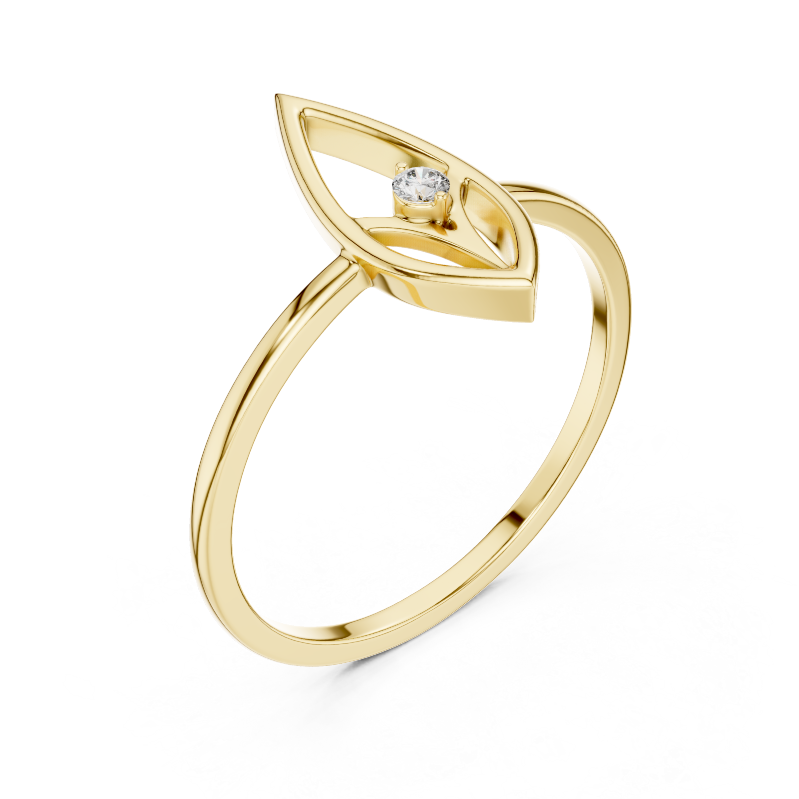 Gold Muse Leaf Ring Right View