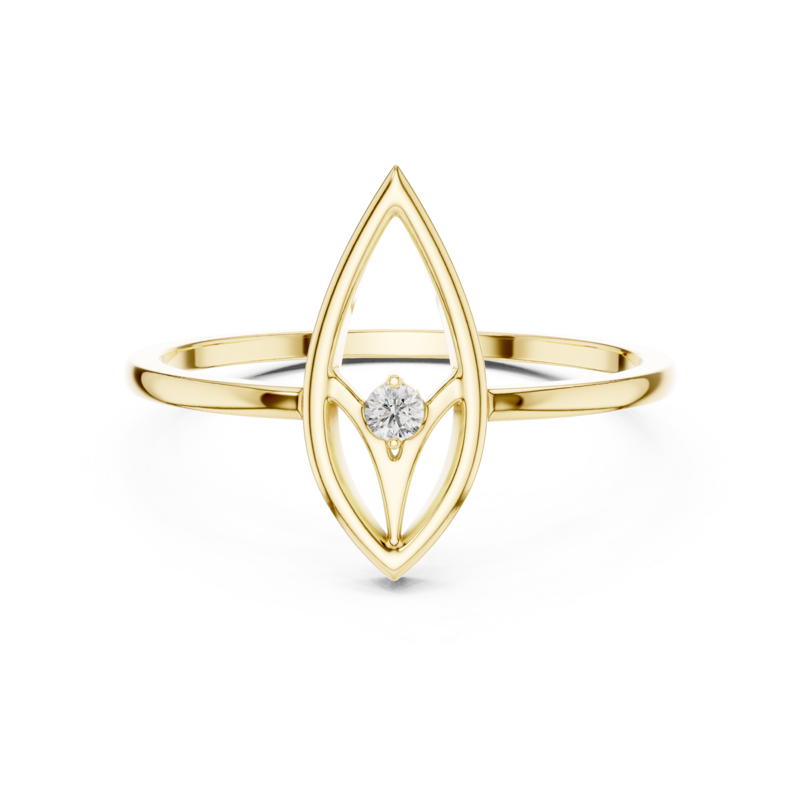  Gold Muse Leaf Ring Front View