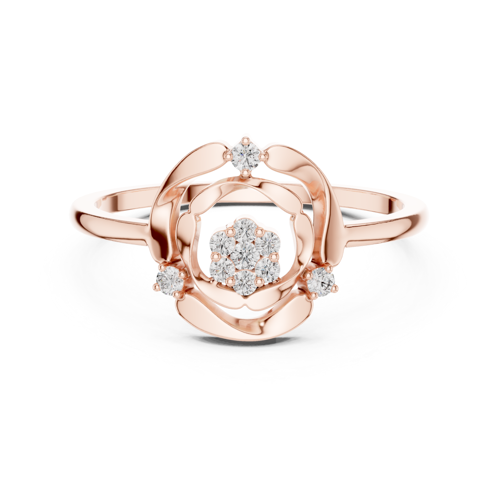  Rose Gold Opaline Fleur Ring Front View