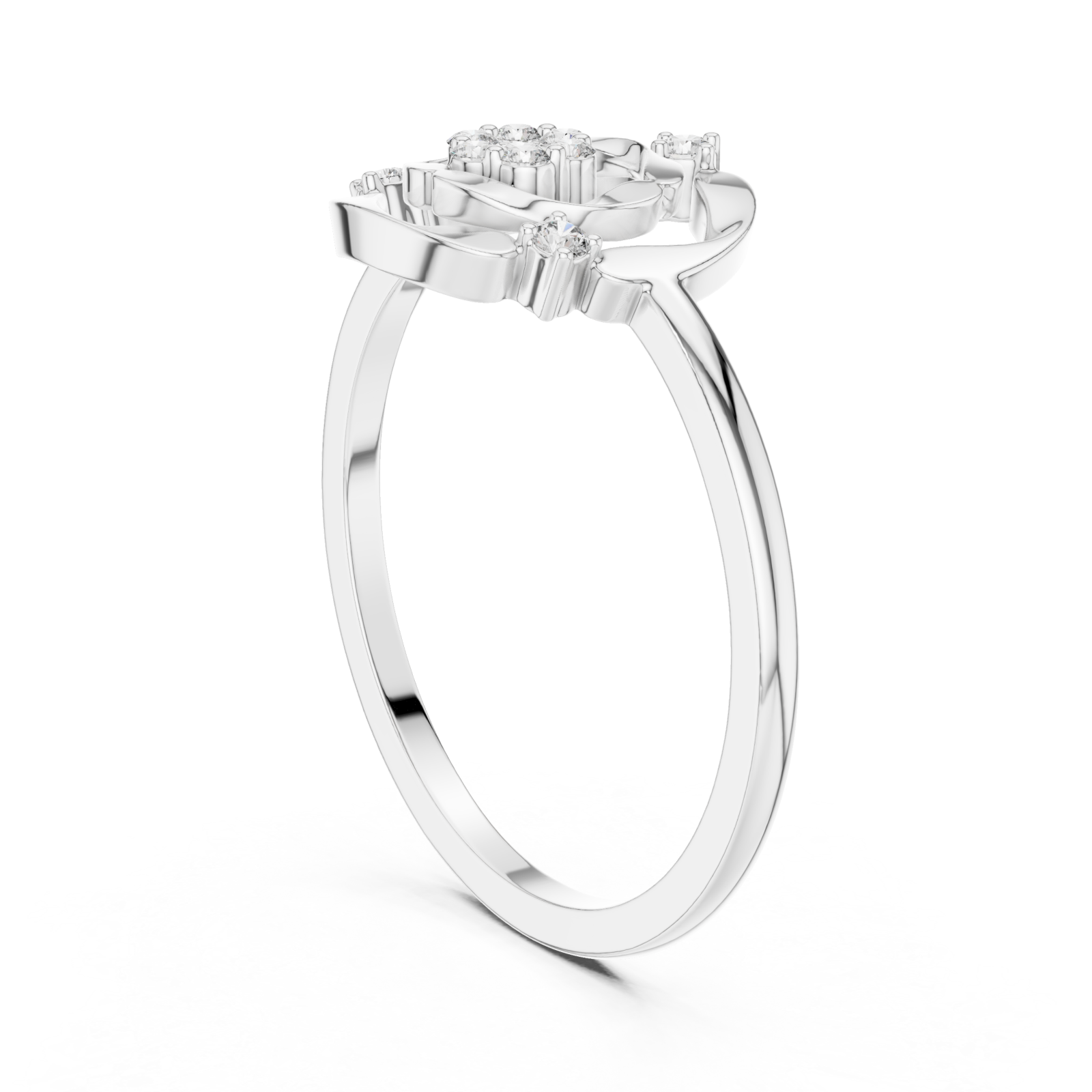  White Gold Opaline Fleur Ring Left View