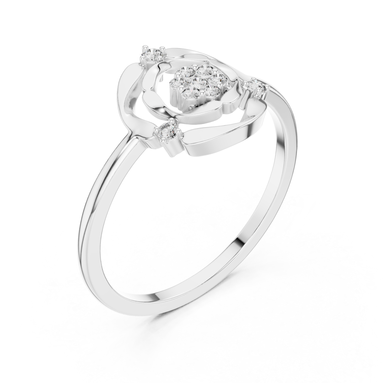  White Gold Opaline Fleur Ring Right View