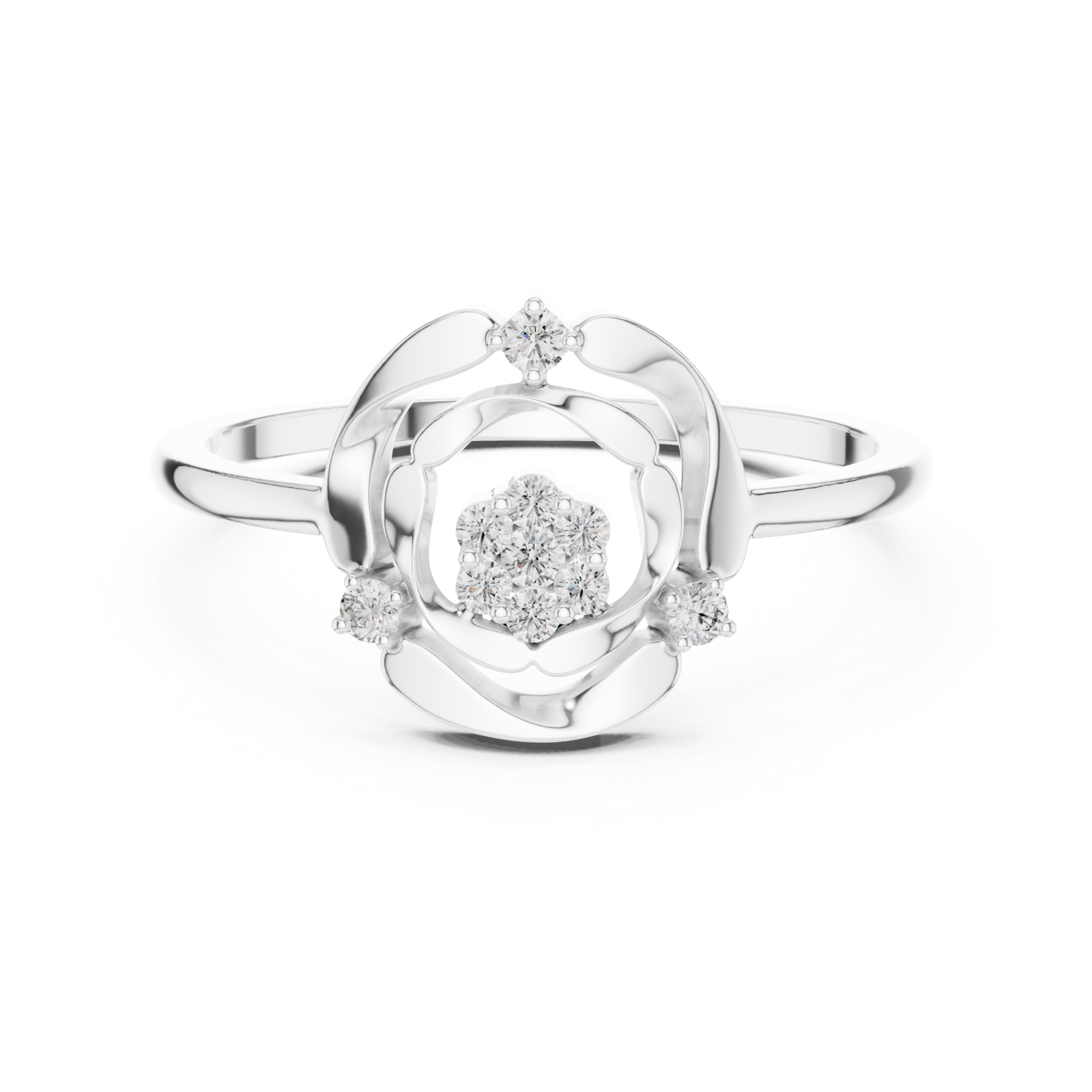  White Gold Opaline Fleur Ring Front View