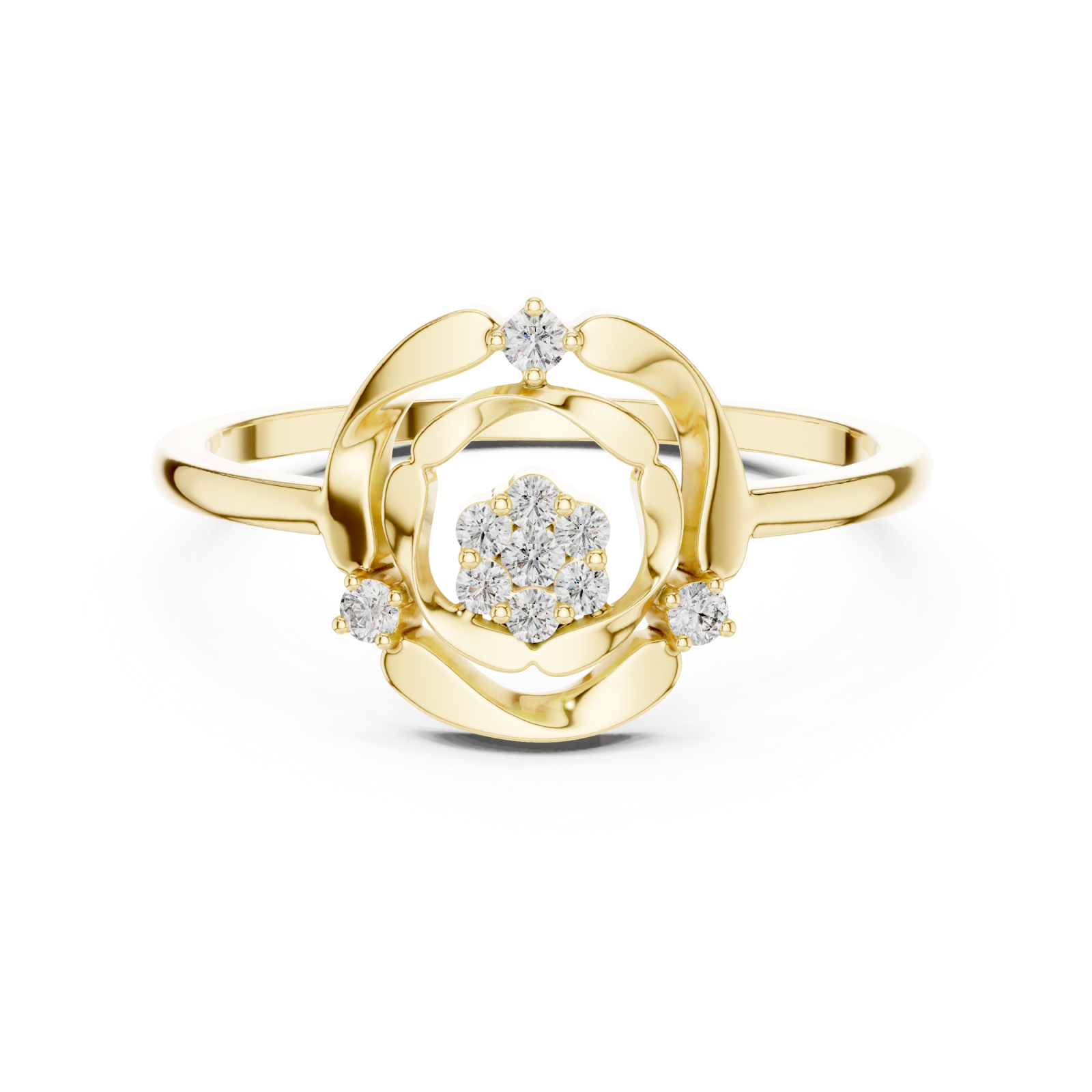  Gold Opaline Fleur Ring Front View