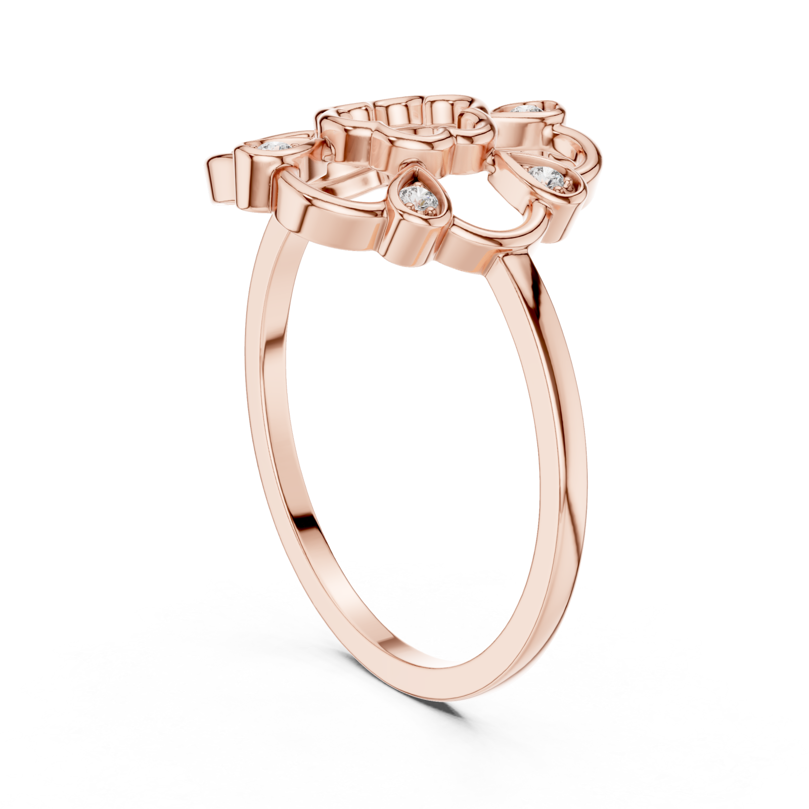  Rose Gold Petal Embrace Ring Left View