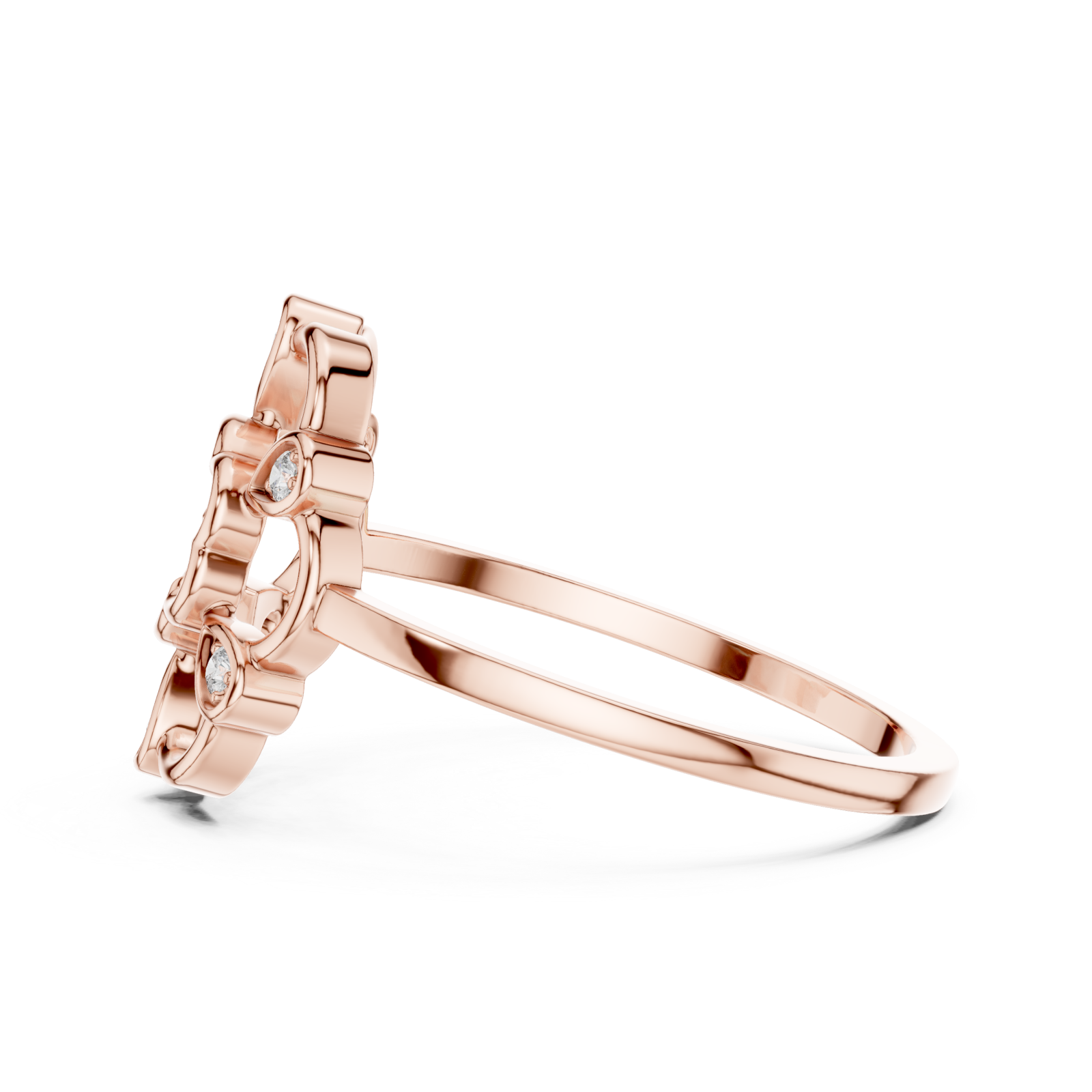  Rose Gold Petal Embrace Ring Side View