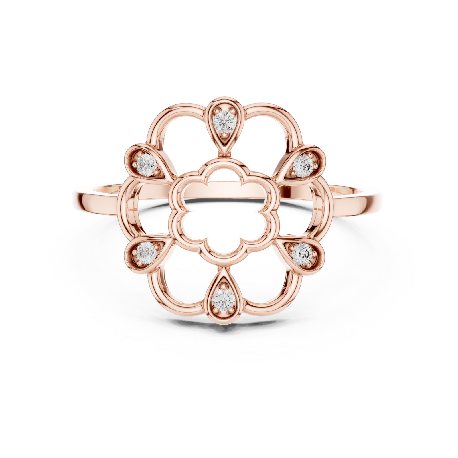  Rose Gold Petal Embrace Ring Front View