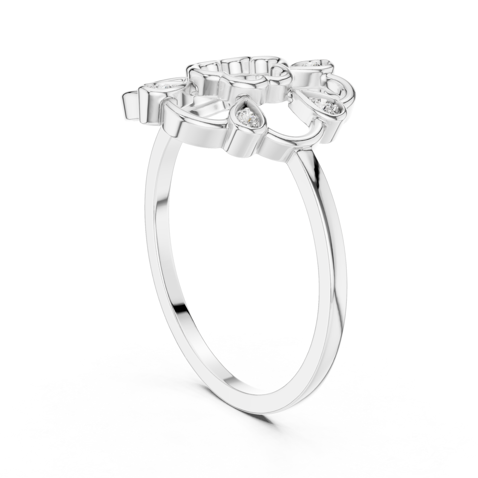  White Gold Petal Embrace Ring Left View