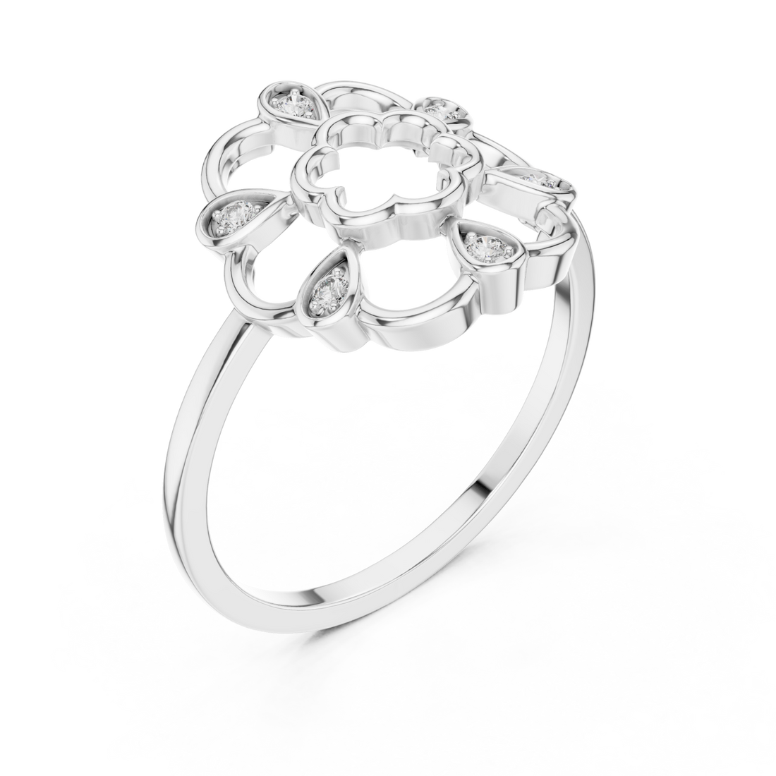  White Gold Petal Embrace Ring Right View