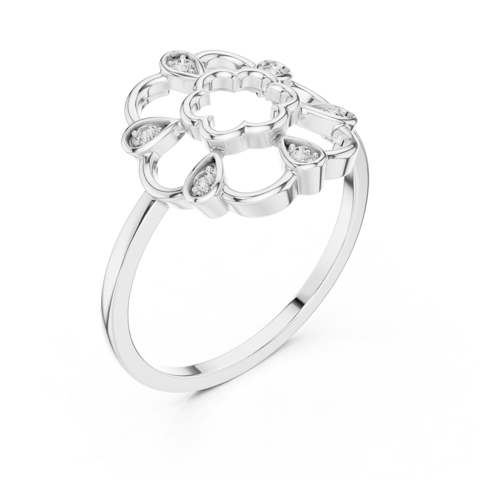  White Gold Petal Embrace Ring Right View