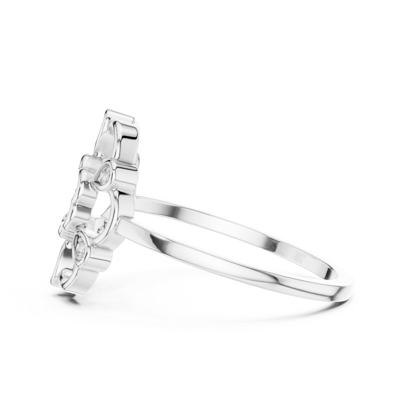  White Gold Petal Embrace Ring Side View