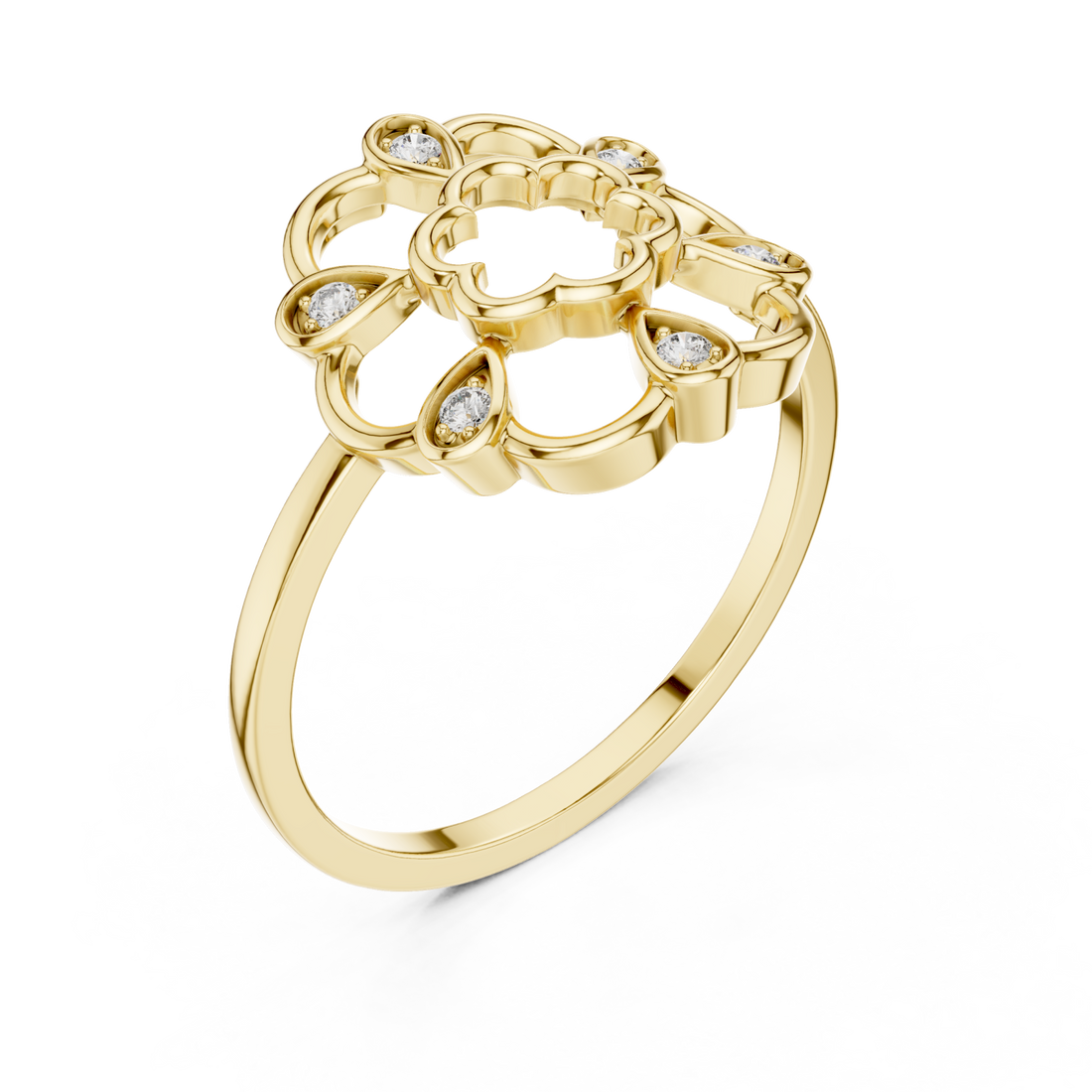 Gold Petal Embrace Ring Right View