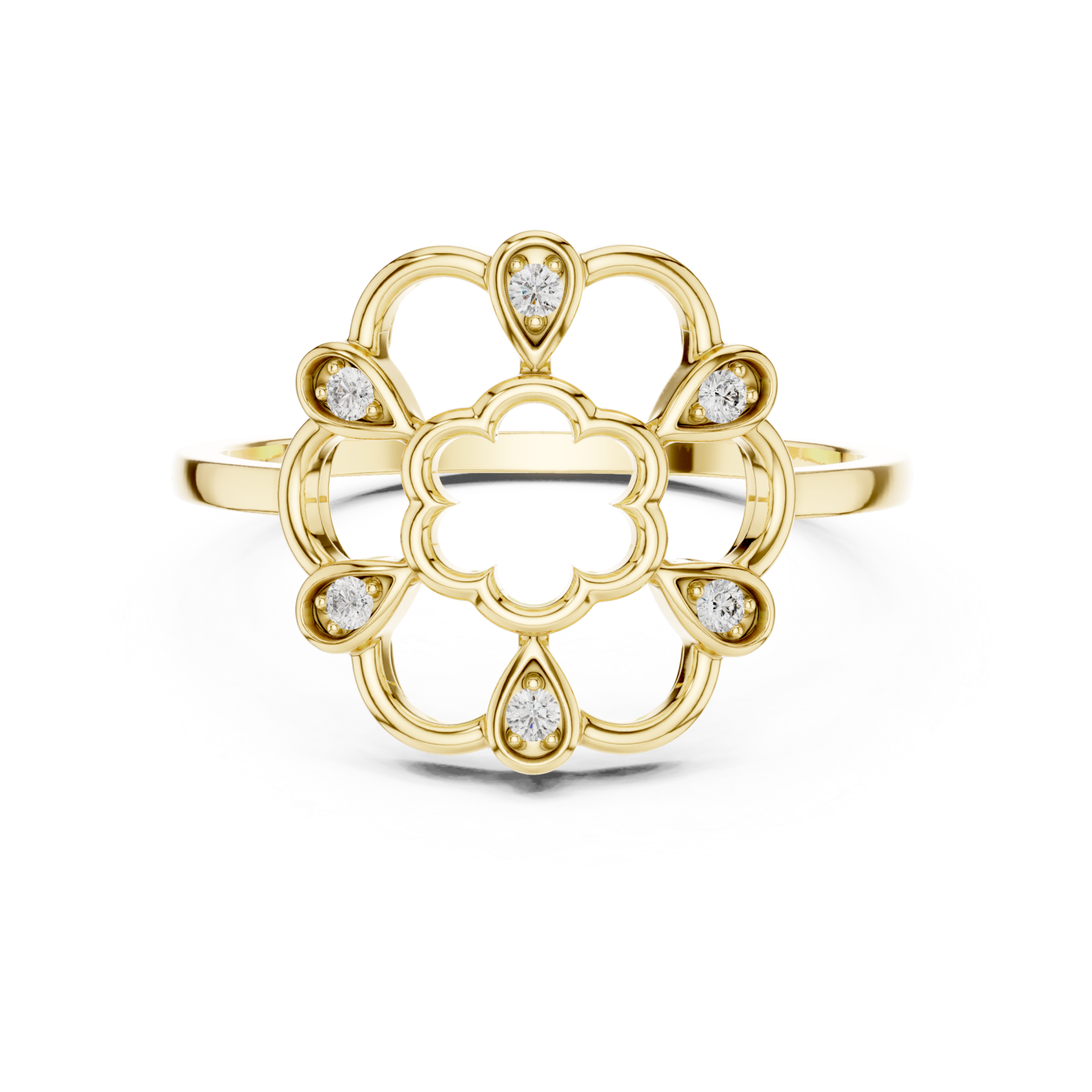  Gold Petal Embrace Ring Front View