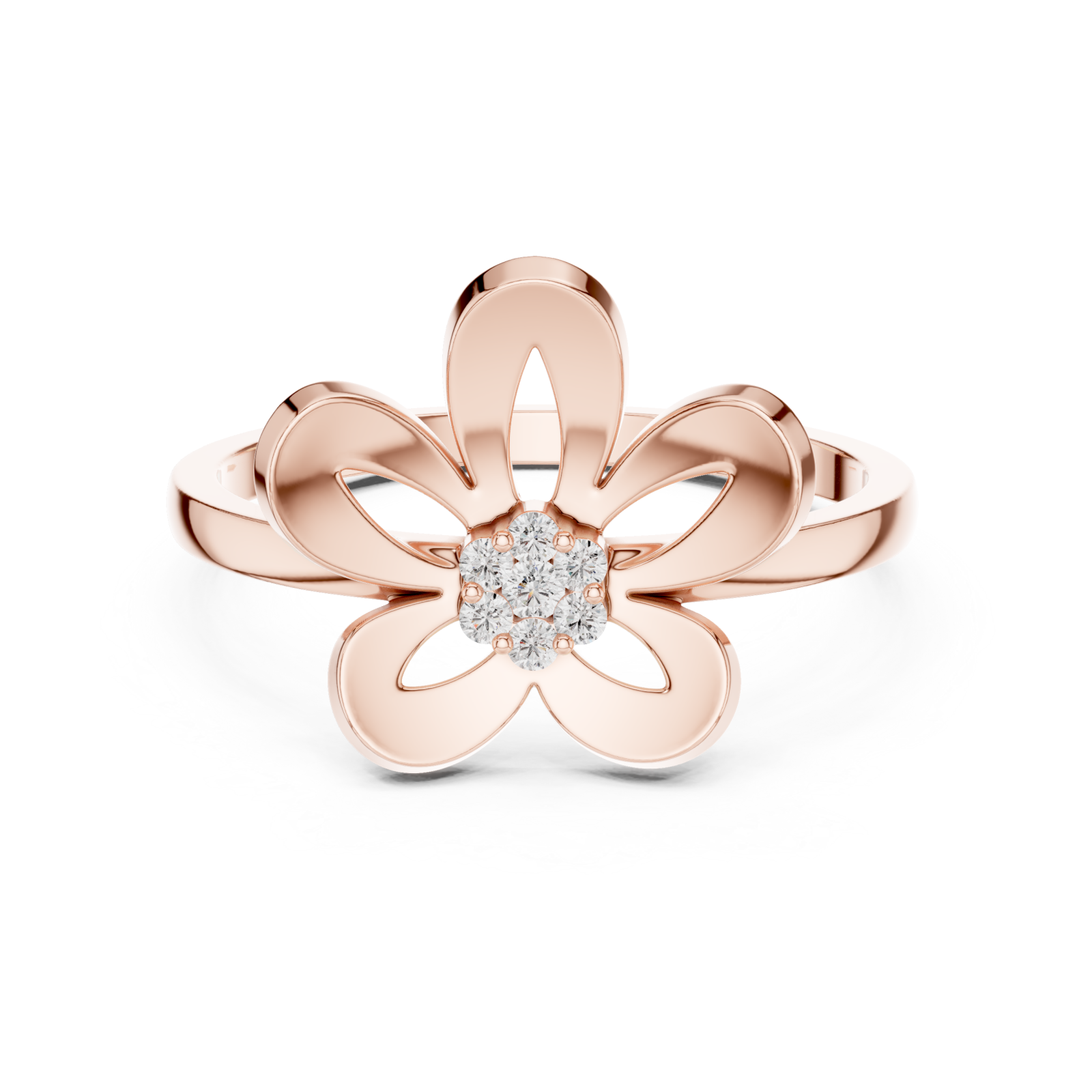  Rose Gold Petal Aura Ring Front View
