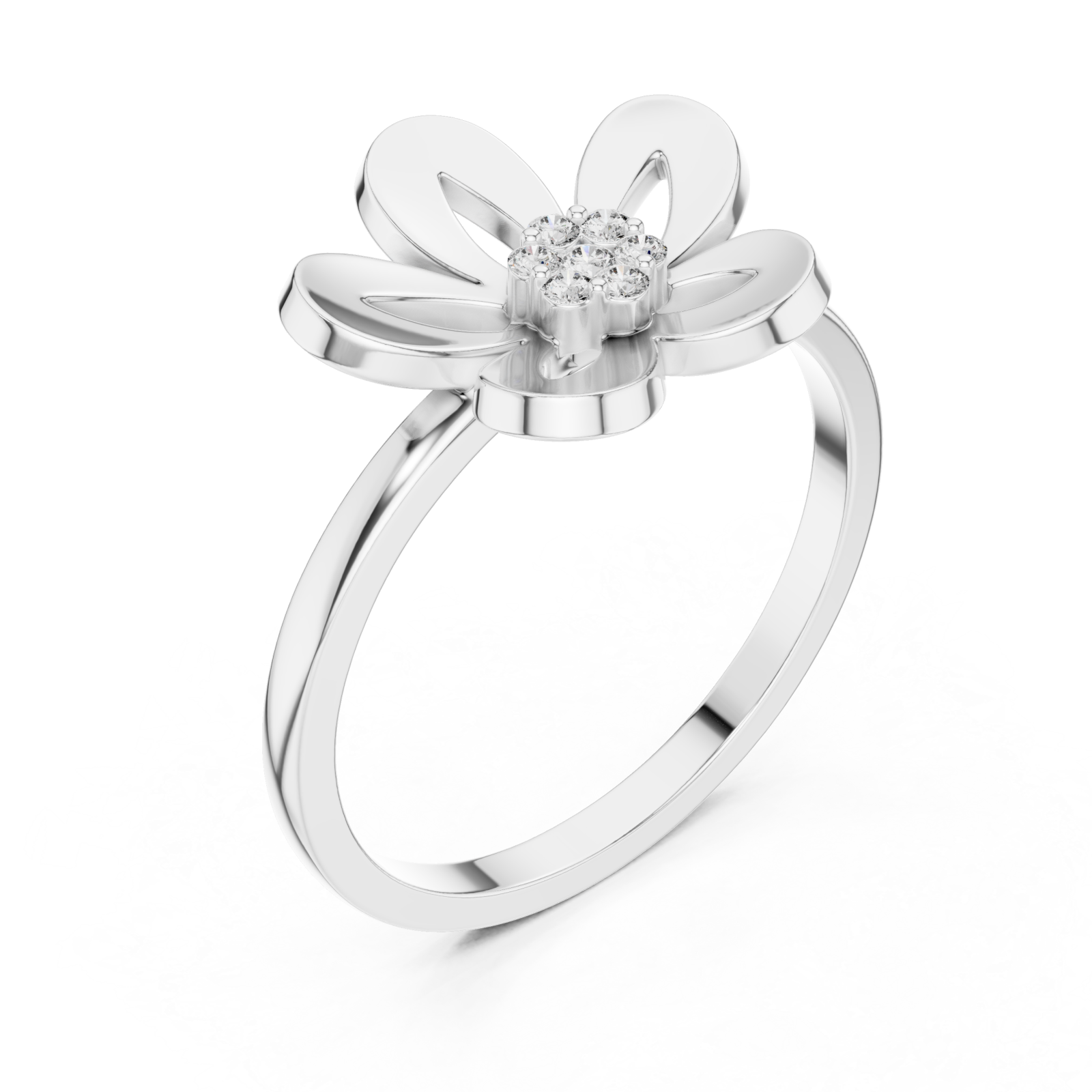  White Gold Petal Aura Ring Right View