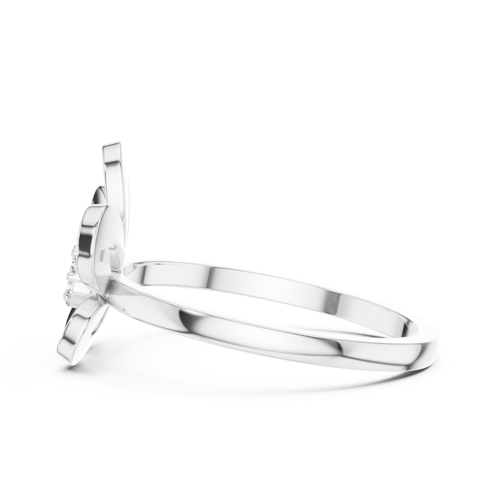  White Gold Petal Aura Ring Side View