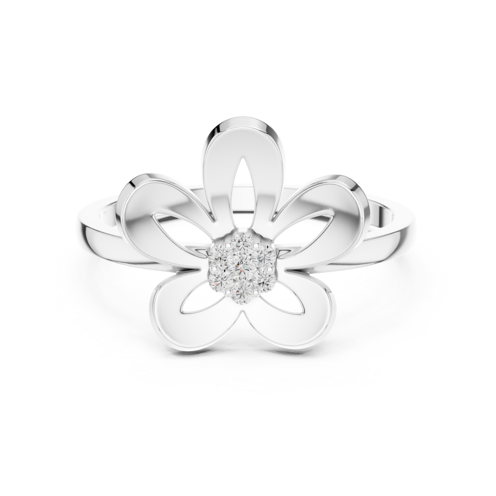  White Gold Petal Aura Ring Front View