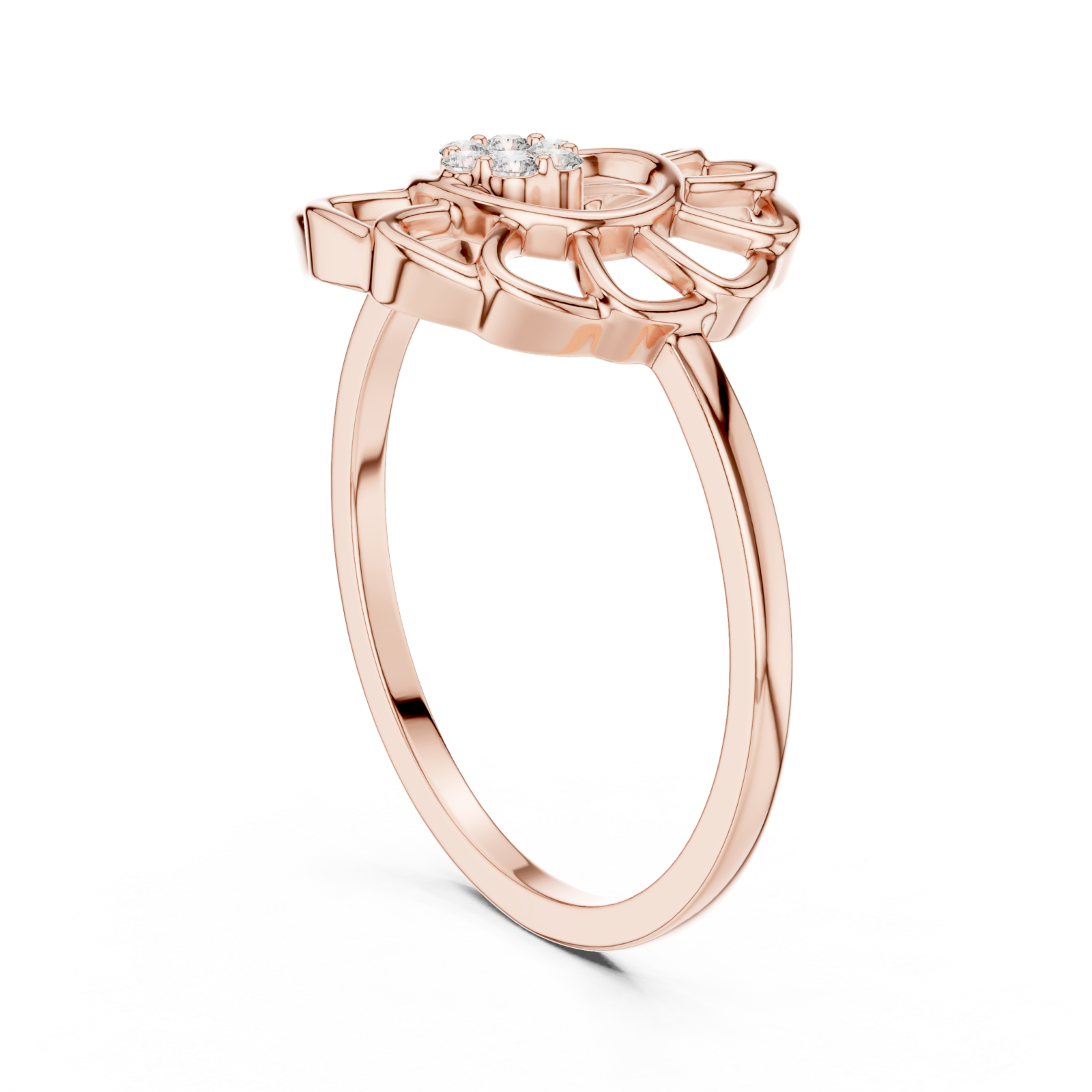  Rose Gold Petal Halo Ring Left View