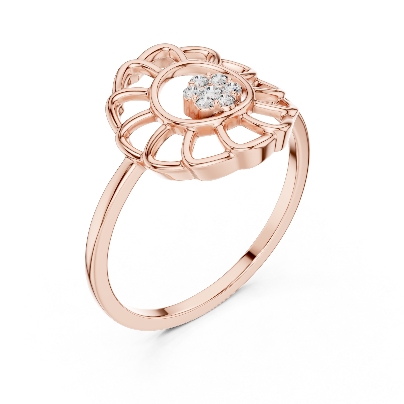  Rose Gold Petal Halo Ring Right View