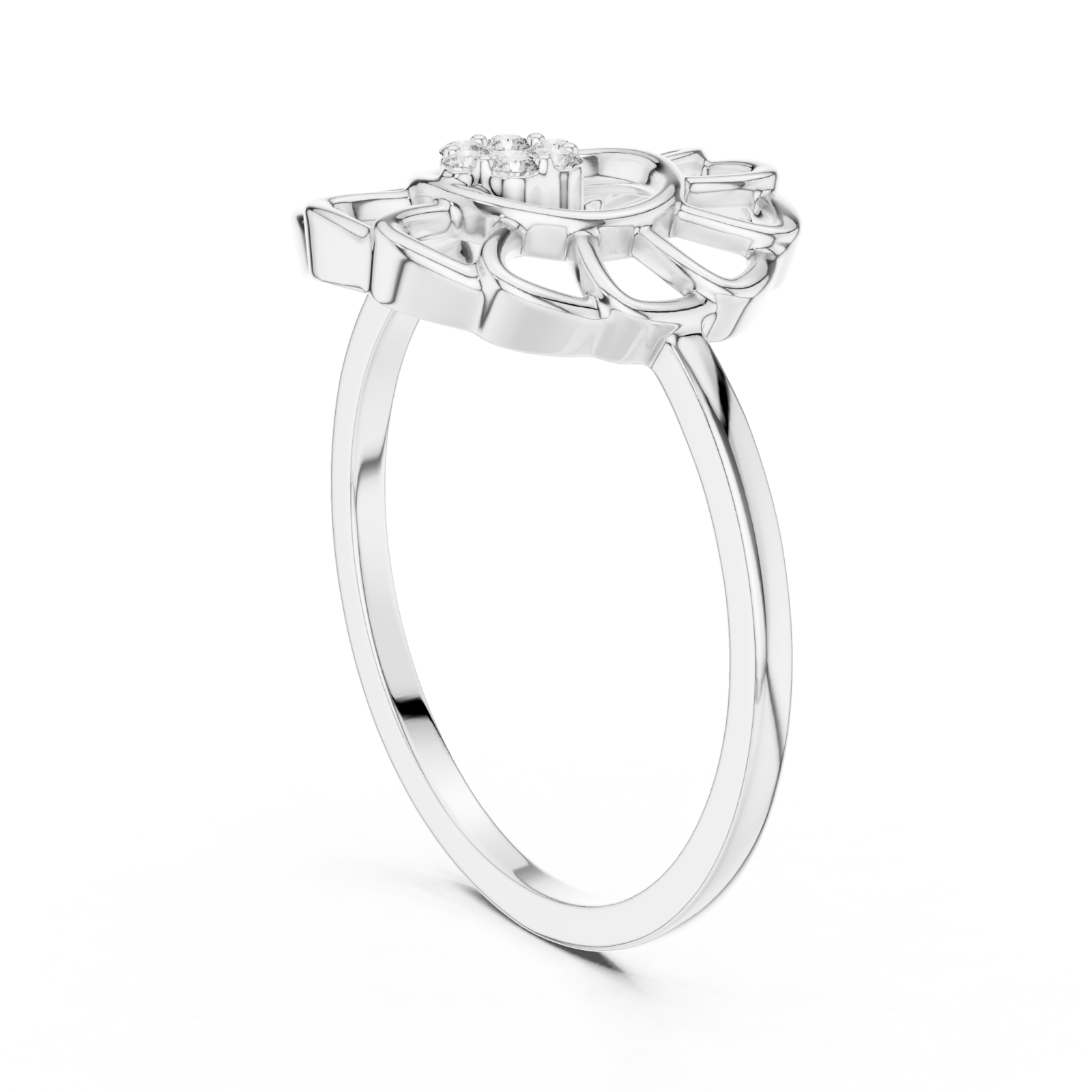  White Gold Petal Halo Ring Left View