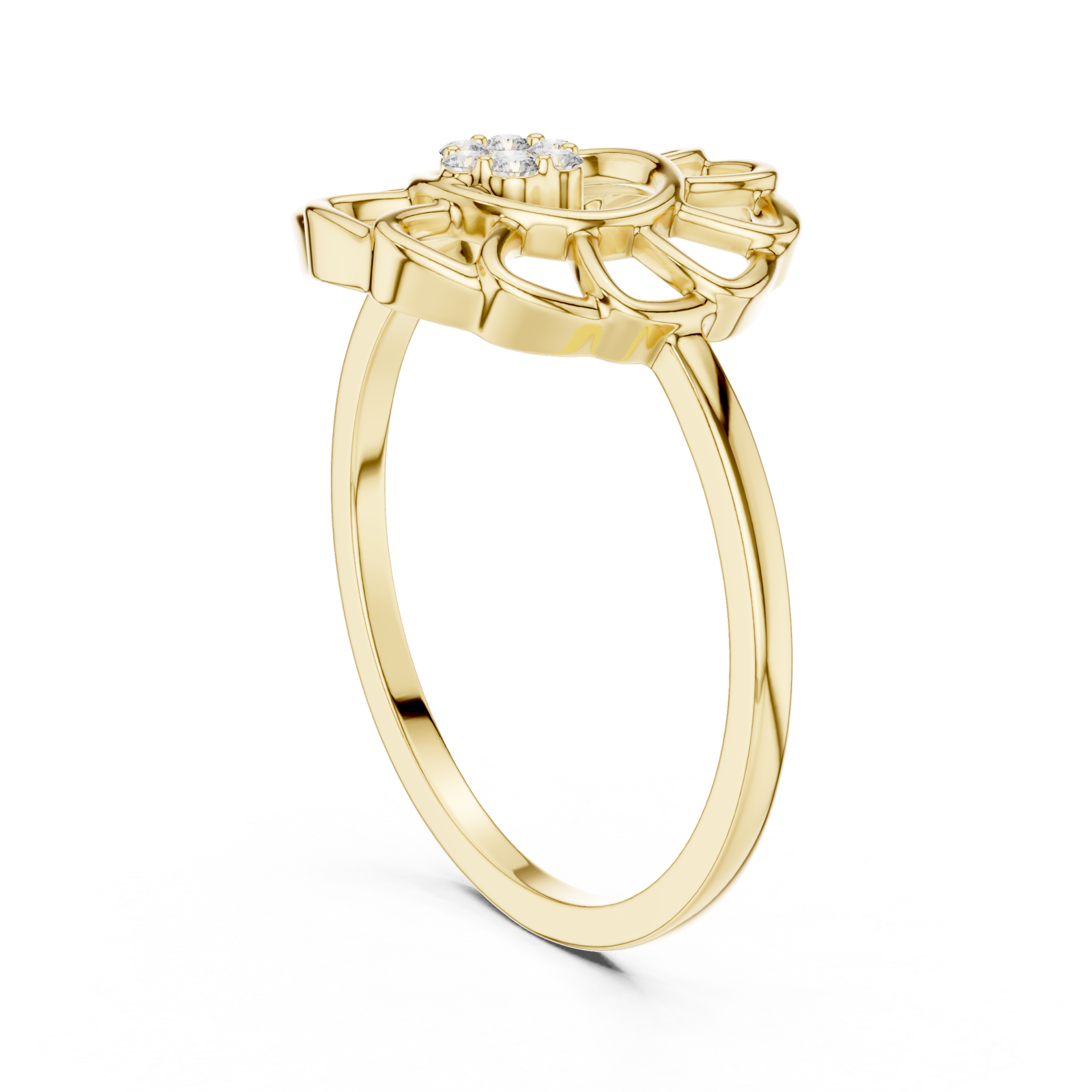  Gold Petal Halo Ring Left View