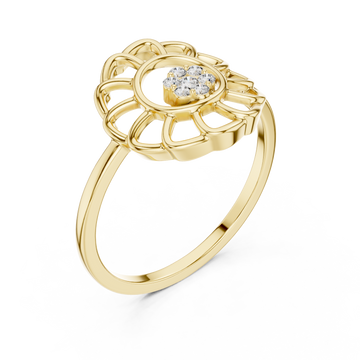 Gold Petal Halo Ring Right View