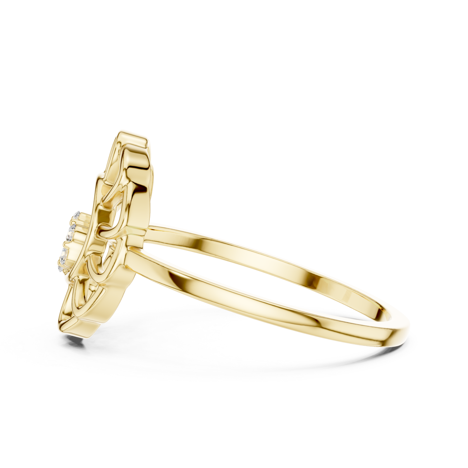  Gold Petal Halo Ring Side View
