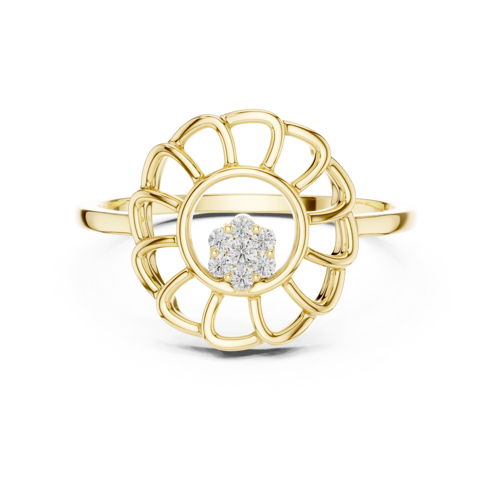  Gold Petal Halo Ring Front View