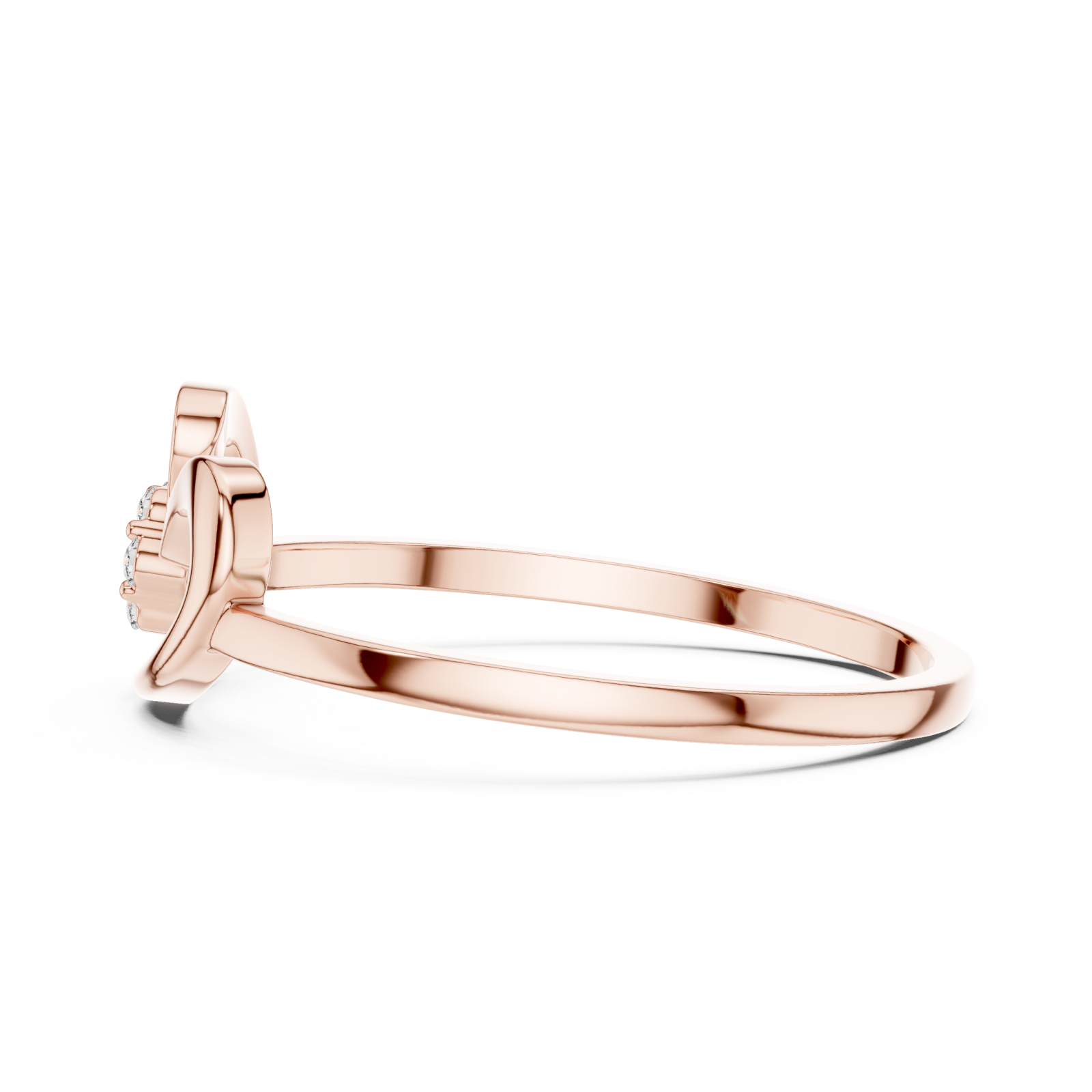  Rose Gold Charm Promise Ring Side View