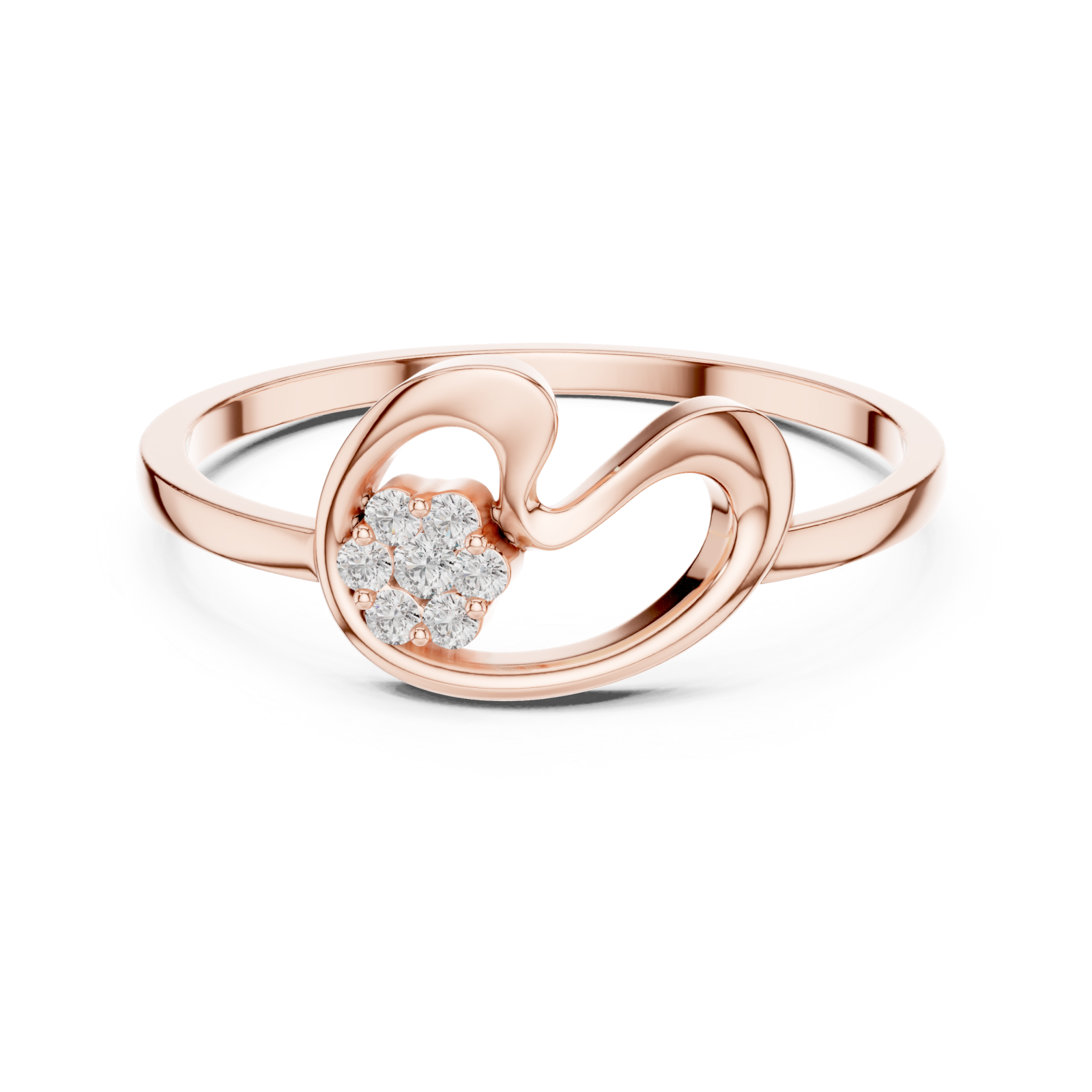  Rose Gold Charm Promise Ring Front View