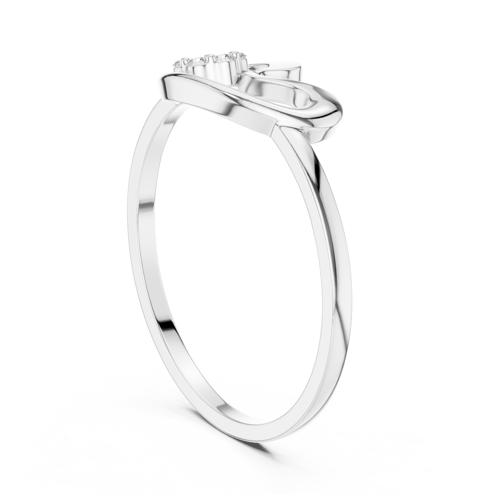  White Gold Charm Promise Ring Left View