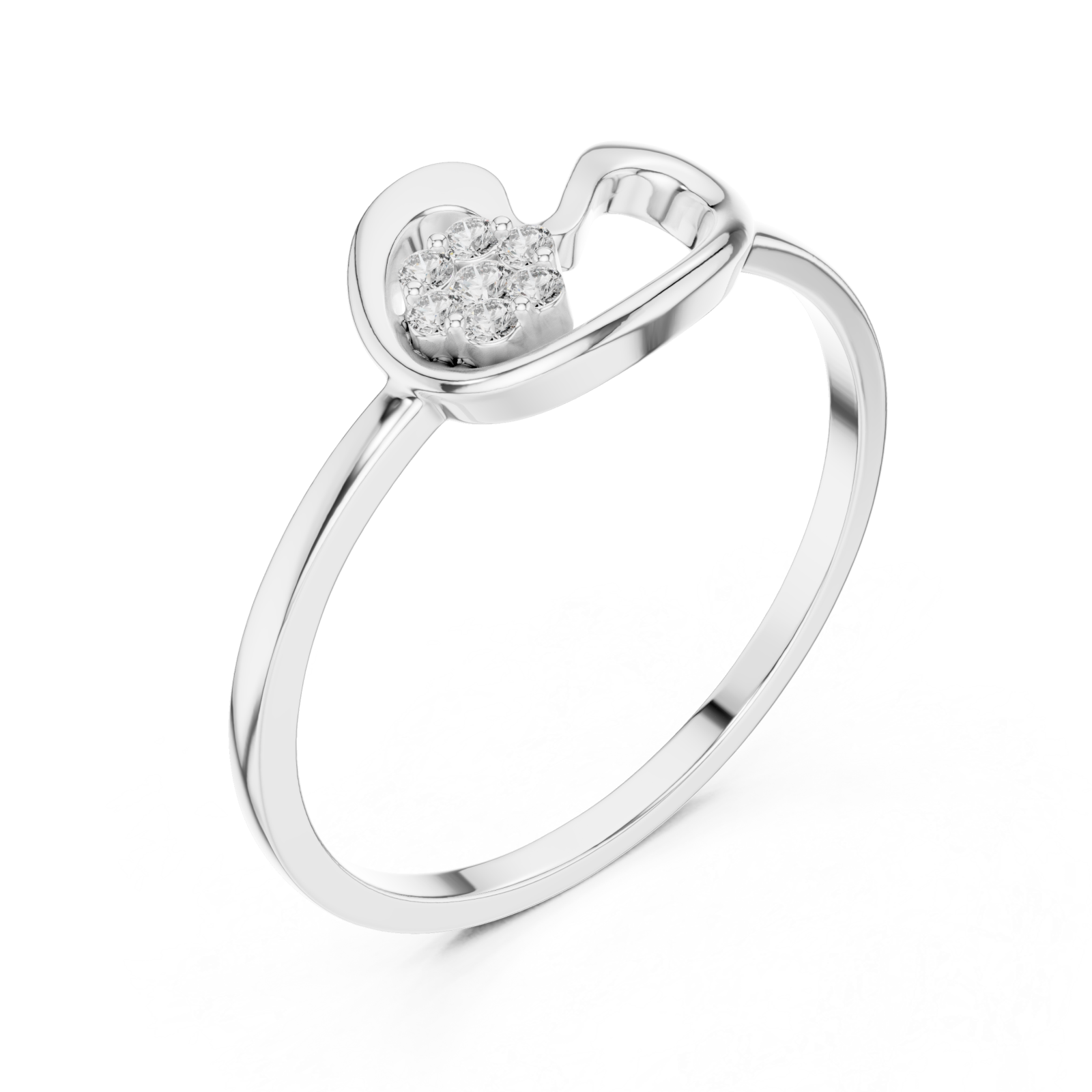  White Gold Charm Promise Ring Right View