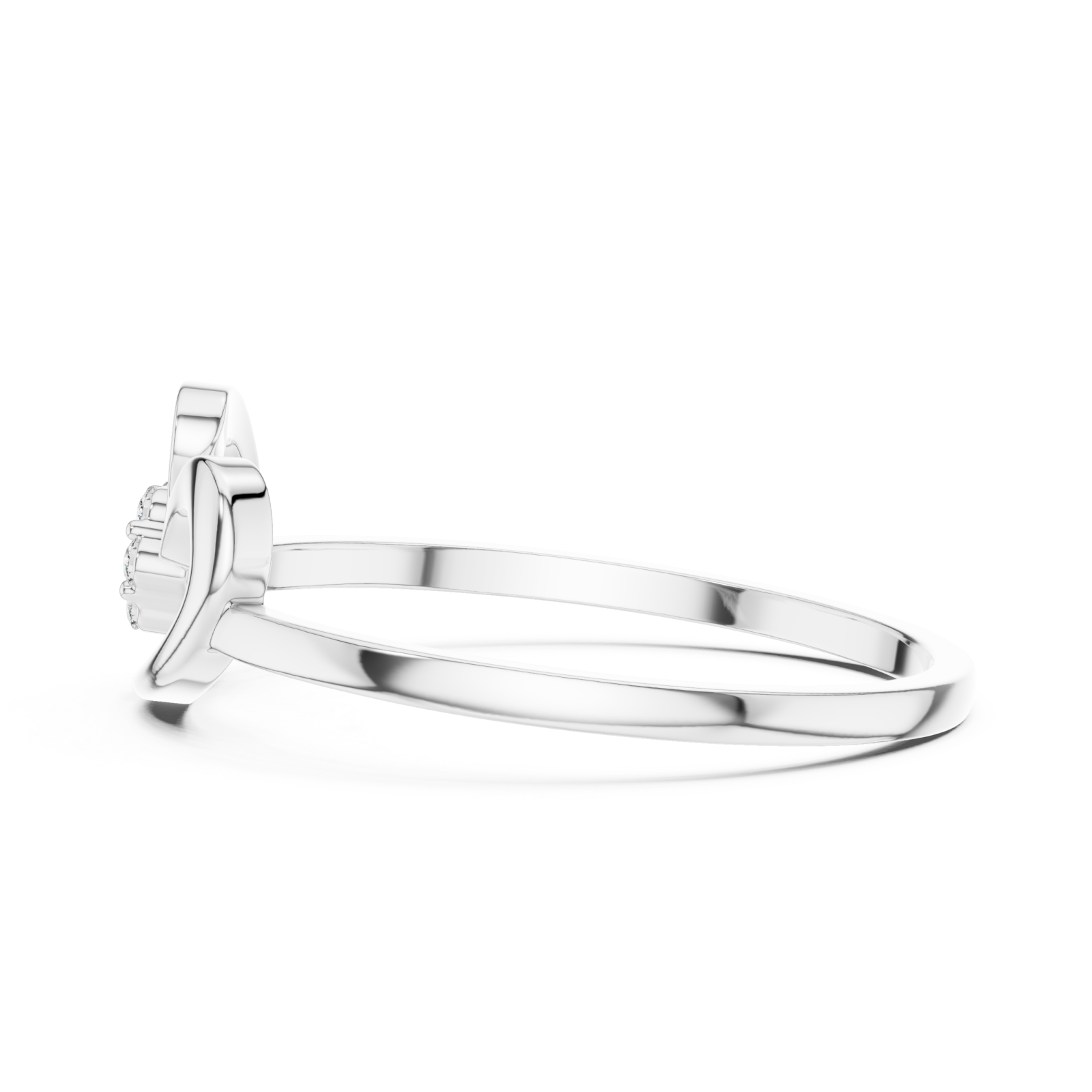  White Gold Charm Promise Ring Side View