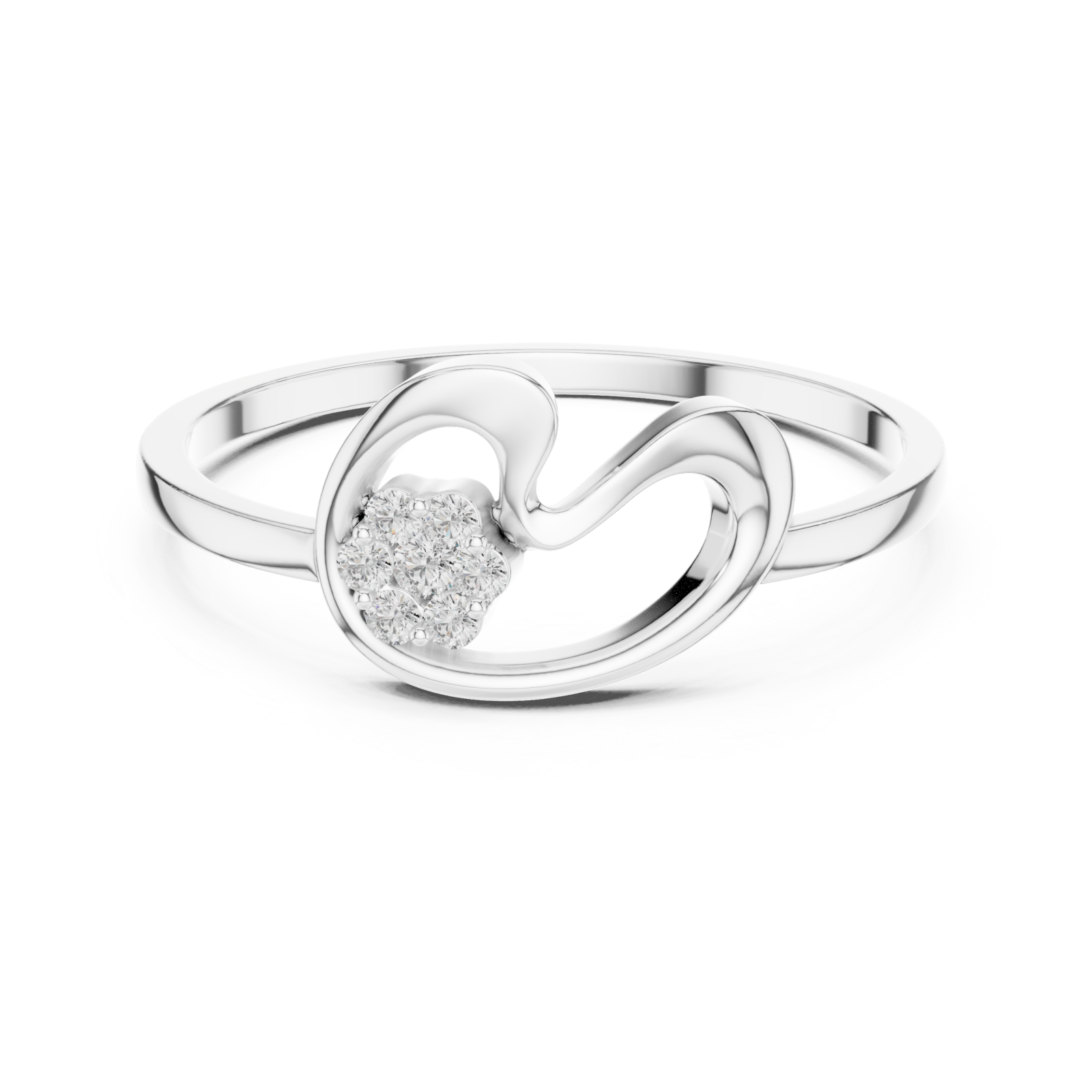  White Gold Charm Promise Ring Front View