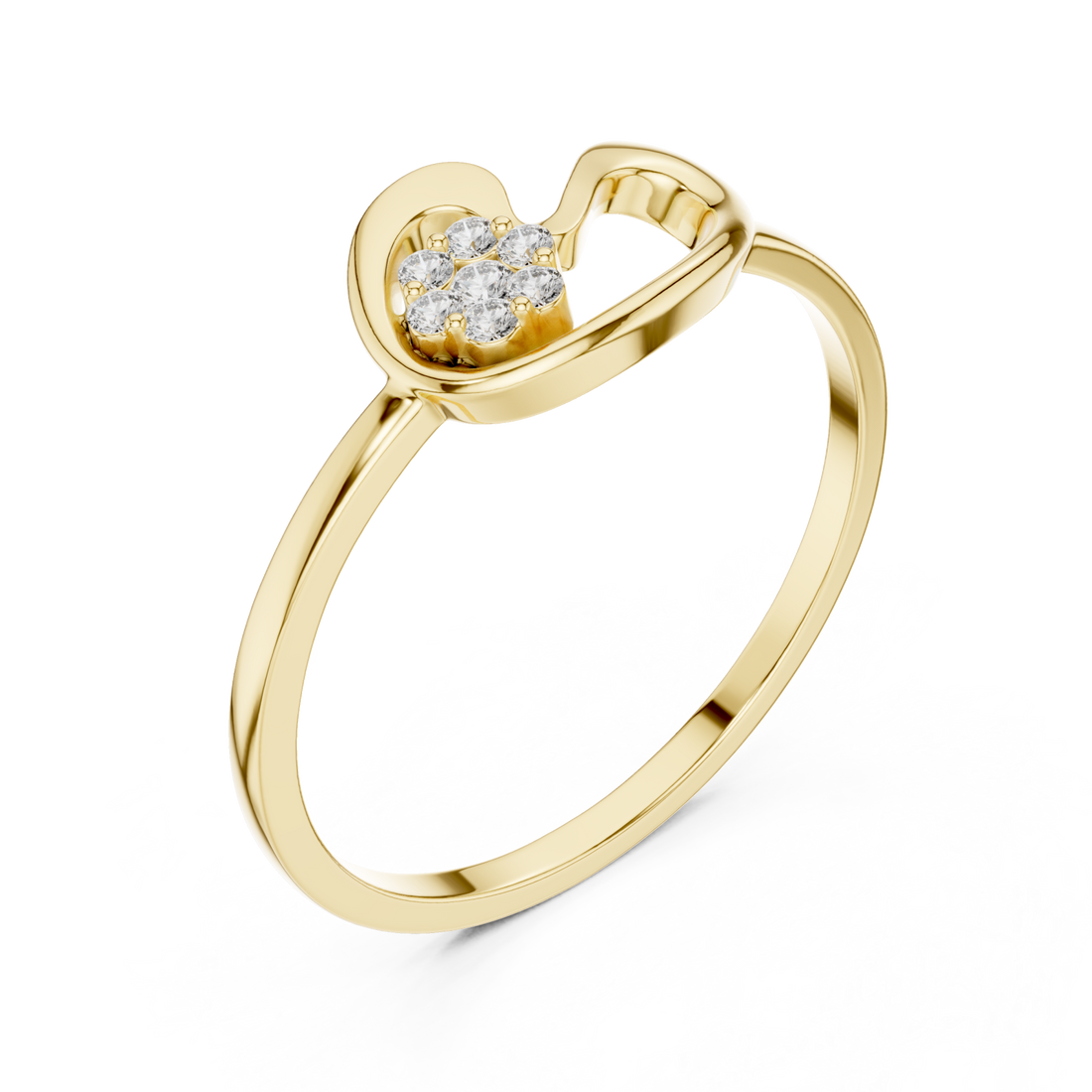 Gold Charm Promise Ring Right View